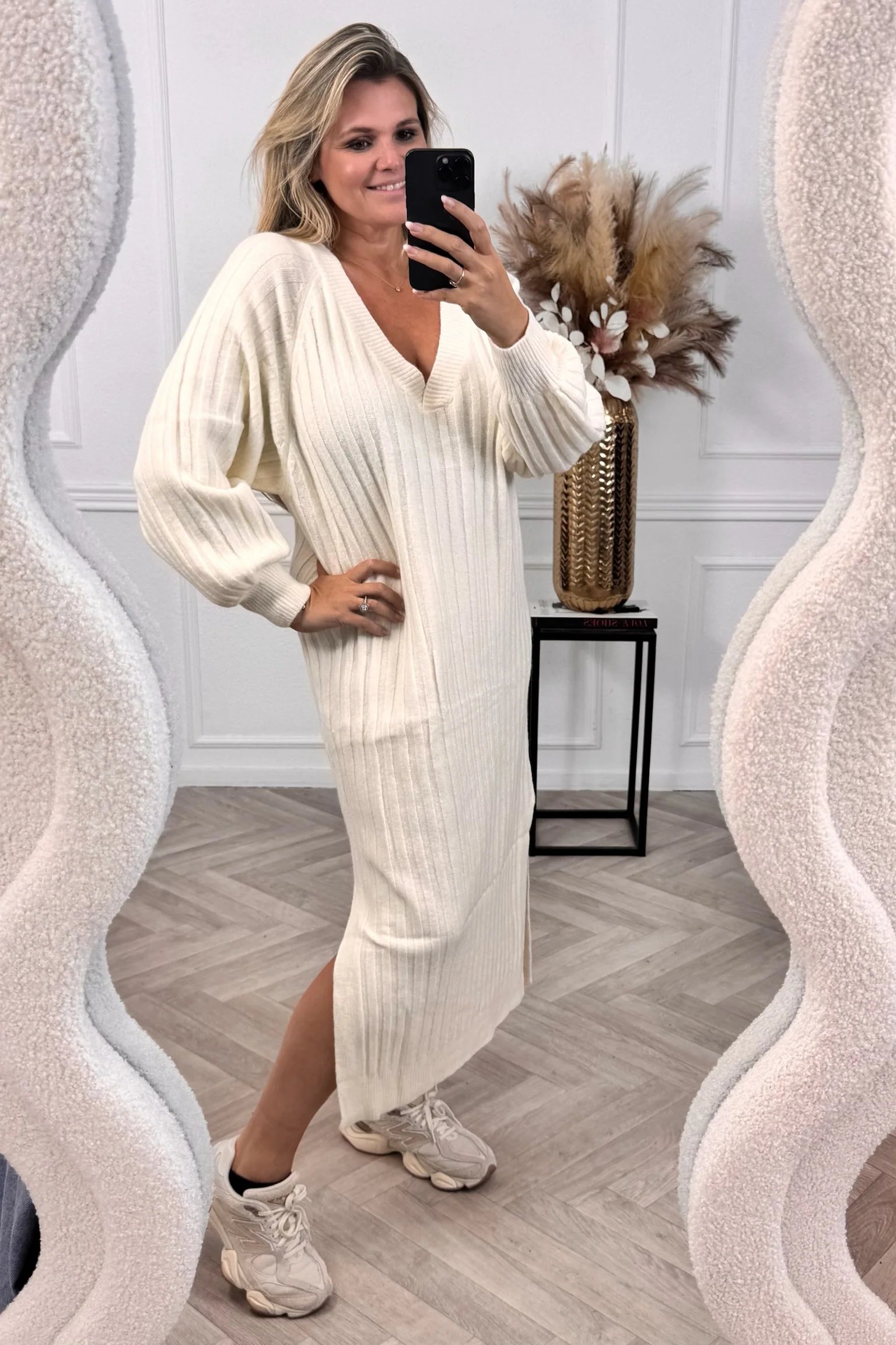 Comfy Cozy Dress - Beige - Image 2