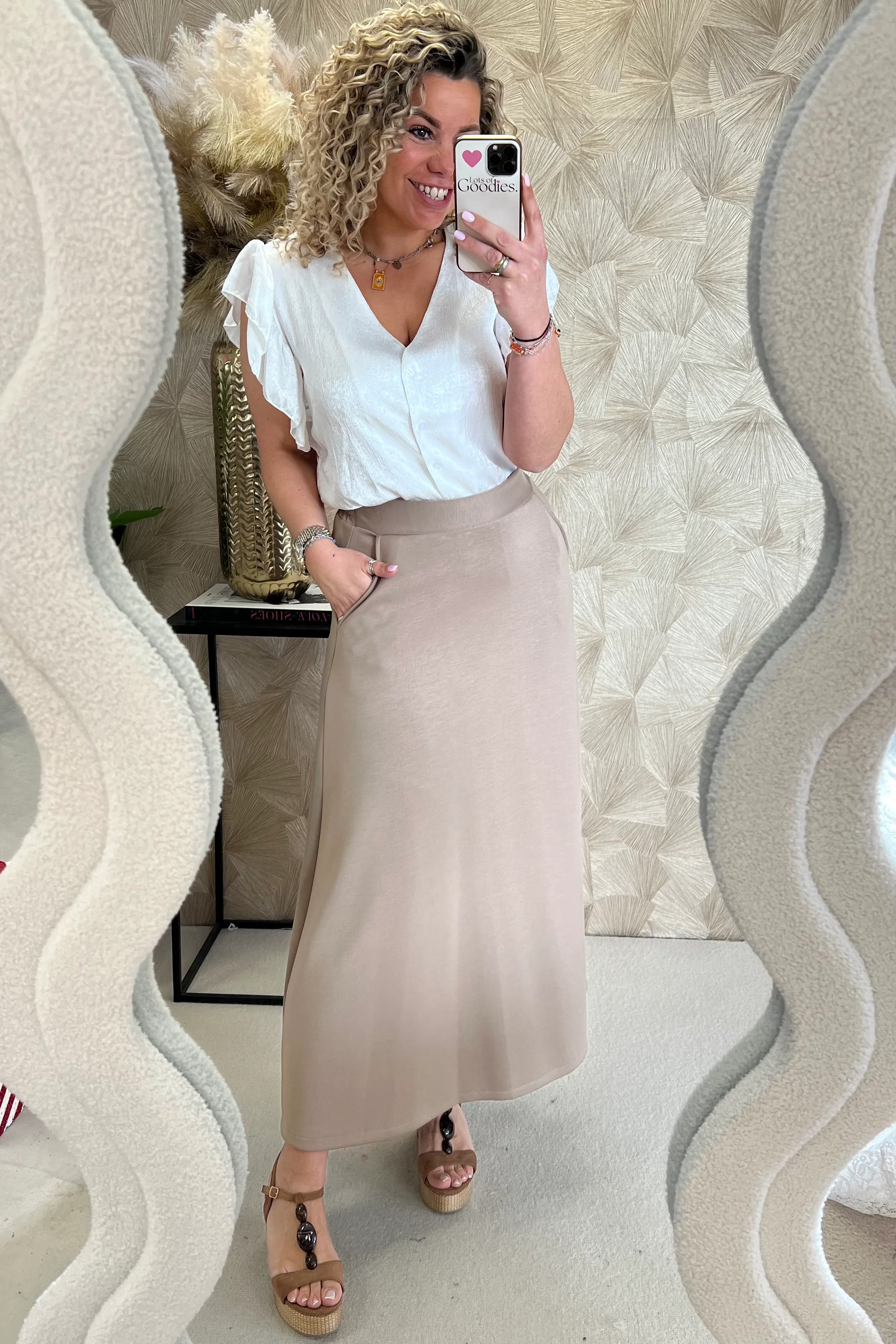 Comfy Maxi Skirt - Taupe - Image 4