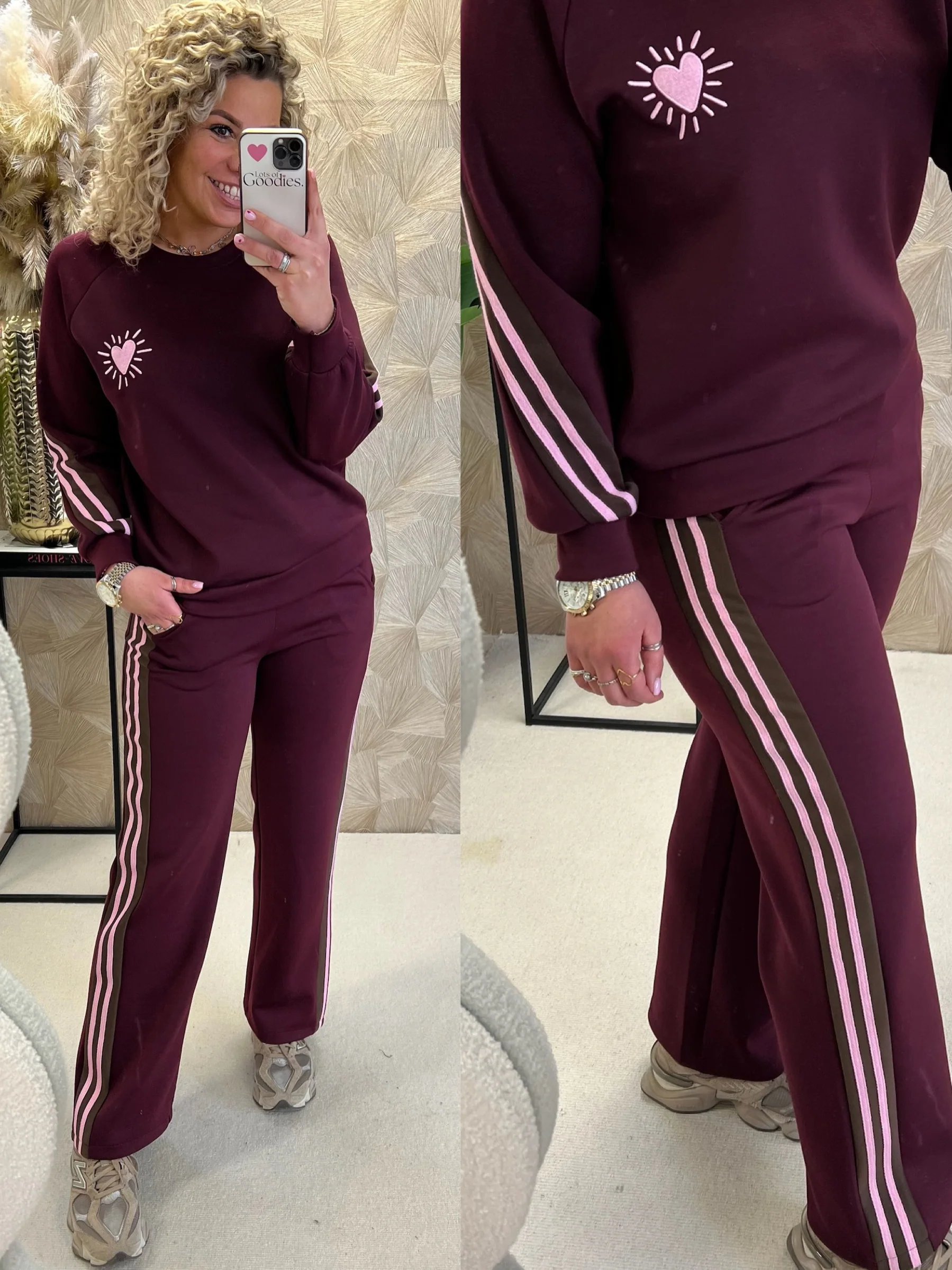 Comfy Striped Heart Set - Bordeaux