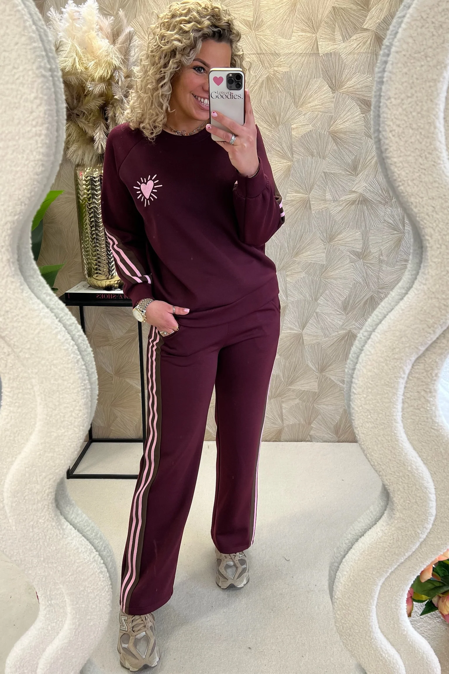 Comfy Striped Heart Set - Bordeaux - Image 2