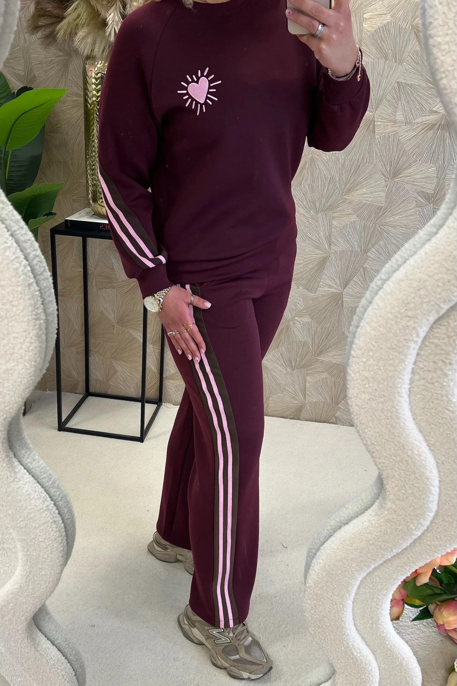Comfy Striped Heart Set - Bordeaux - Image 3