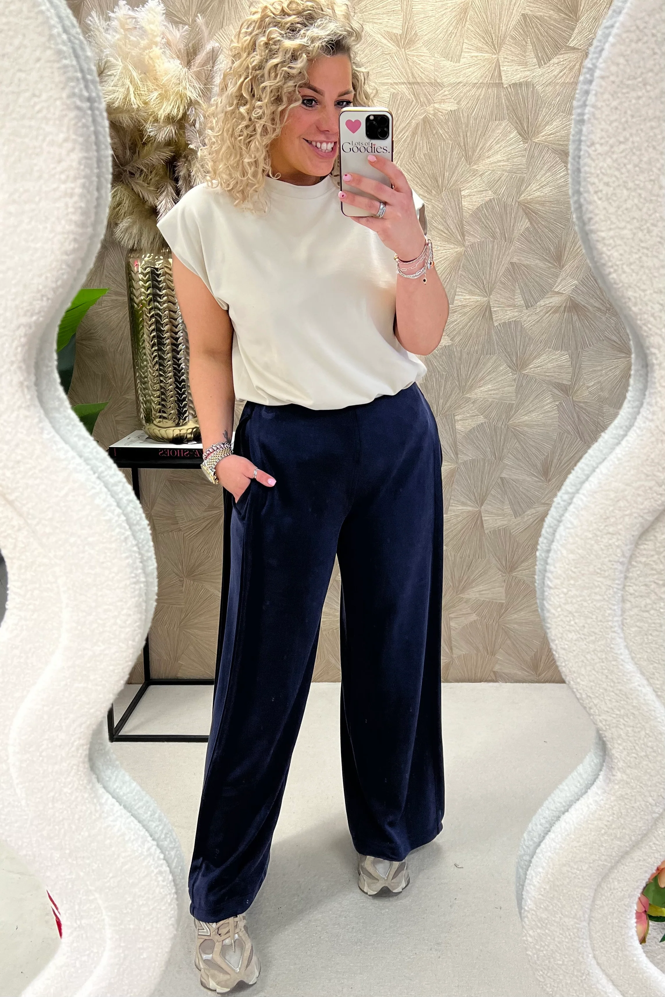 Comfy Wide Leg Jogging Pants - Navy - Image 3