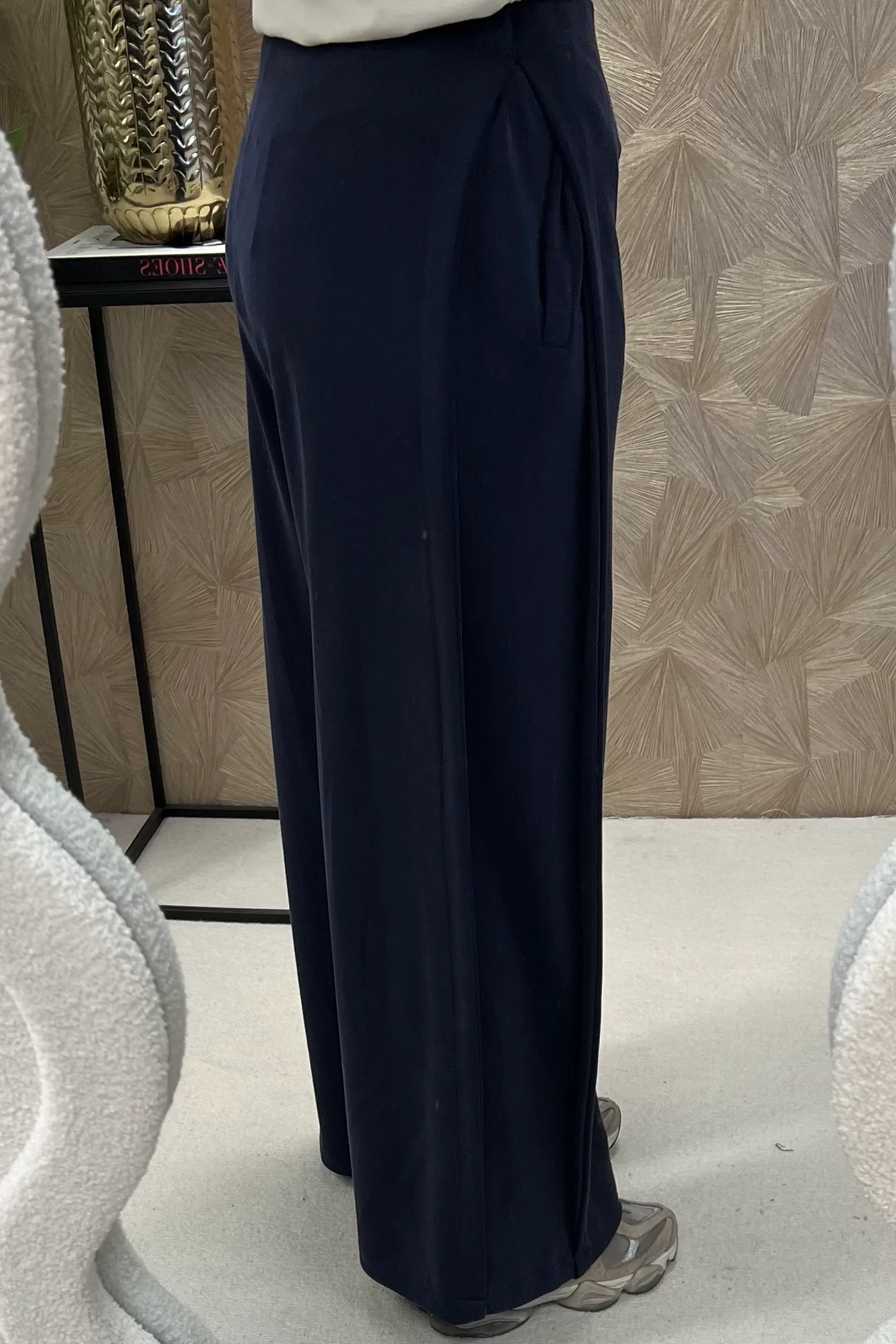 Comfy Wide Leg Jogging Pants - Navy - Image 4