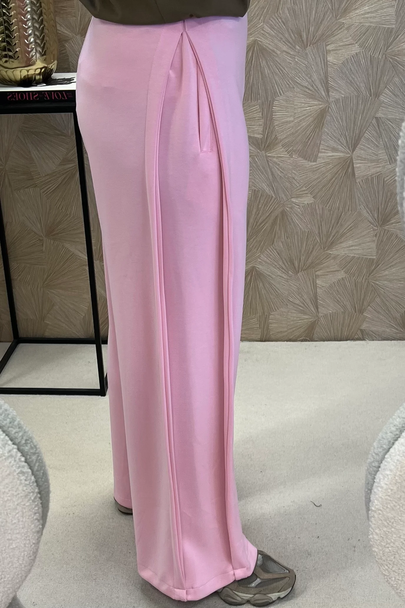 Comfy Wide Leg Jogging Pants - Soft Pink - Image 2