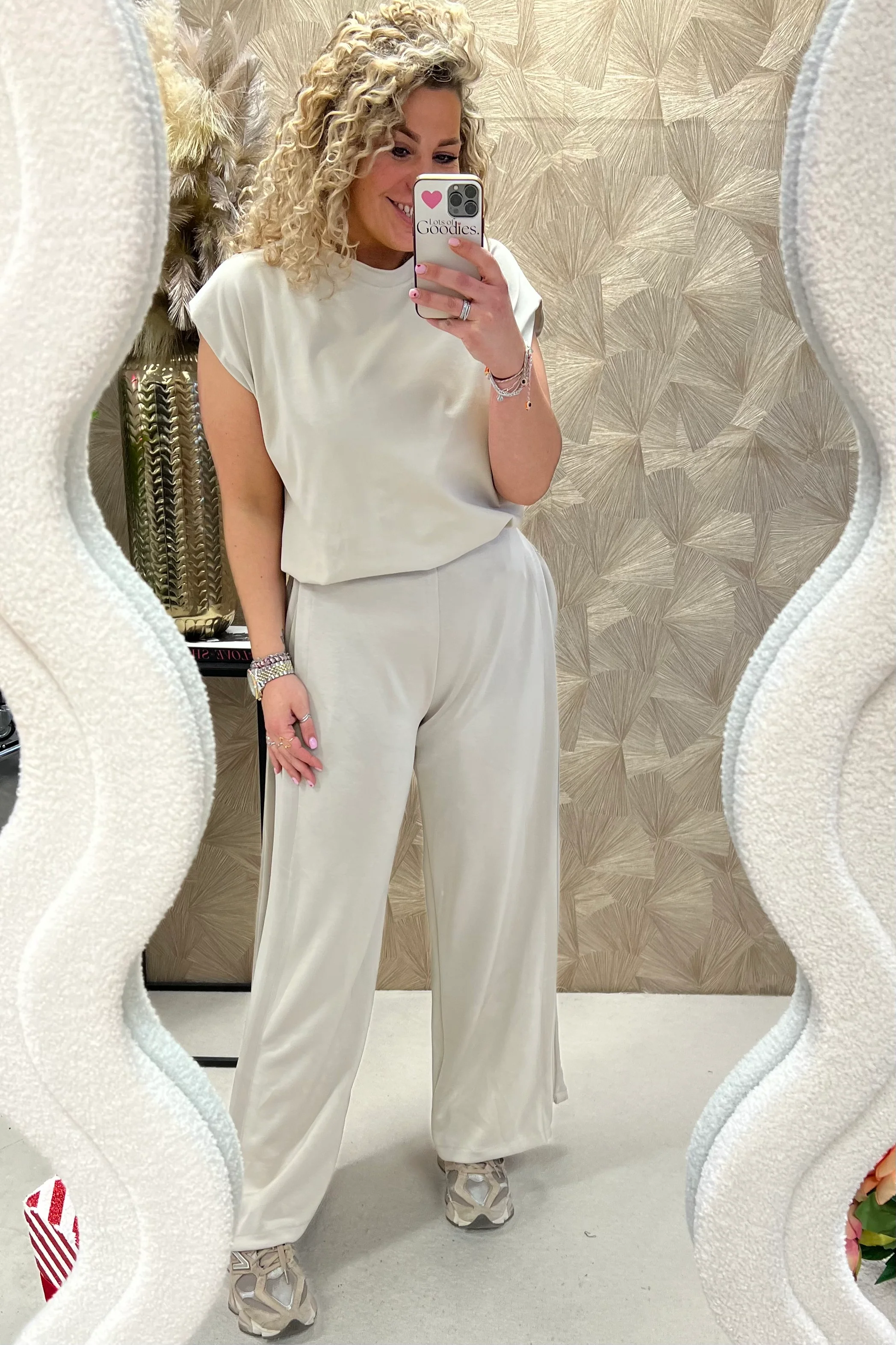 Comfy Wide Leg Jogging Pants - Taupe