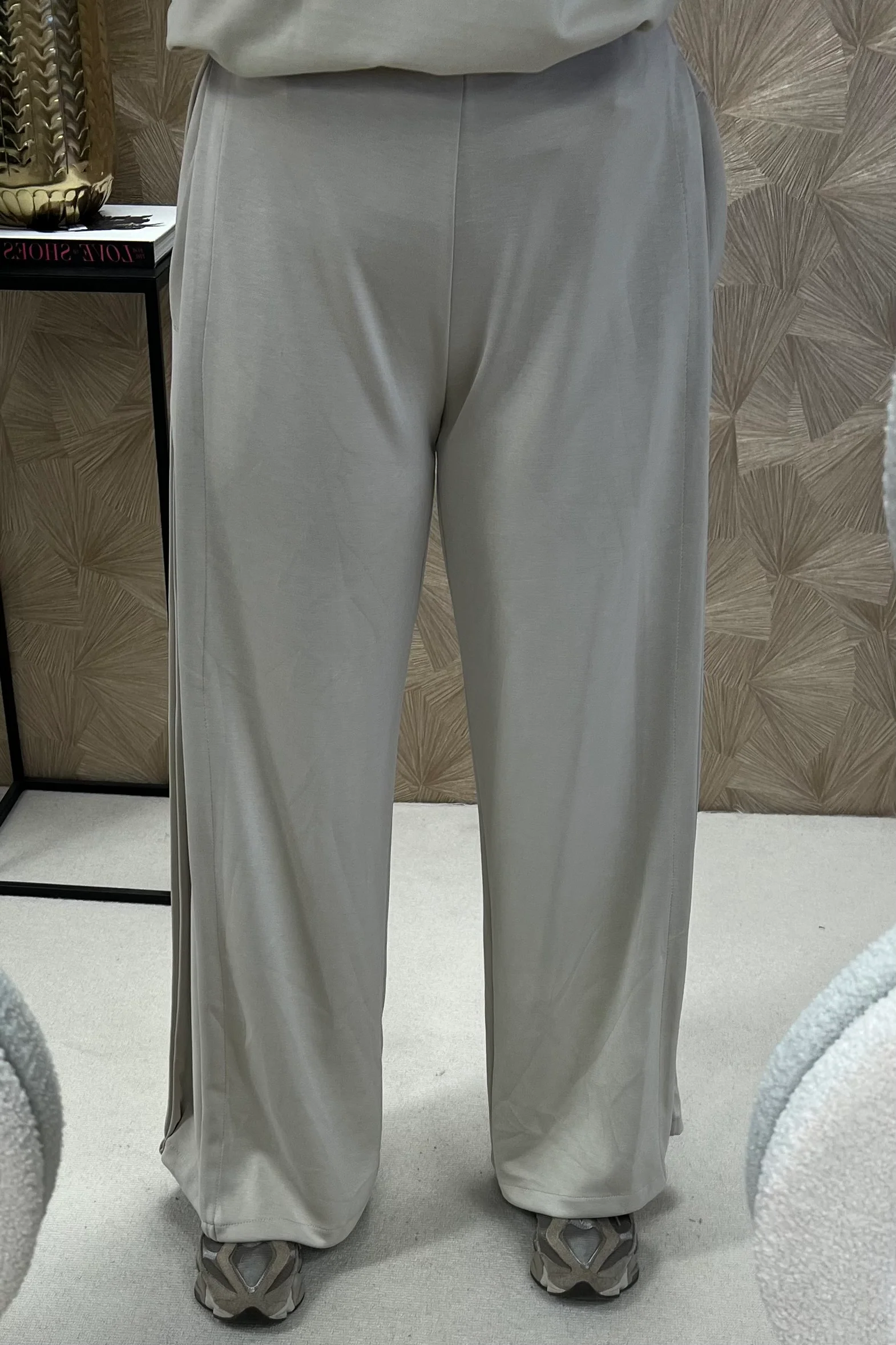 Comfy Wide Leg Jogging Pants - Taupe - Image 2