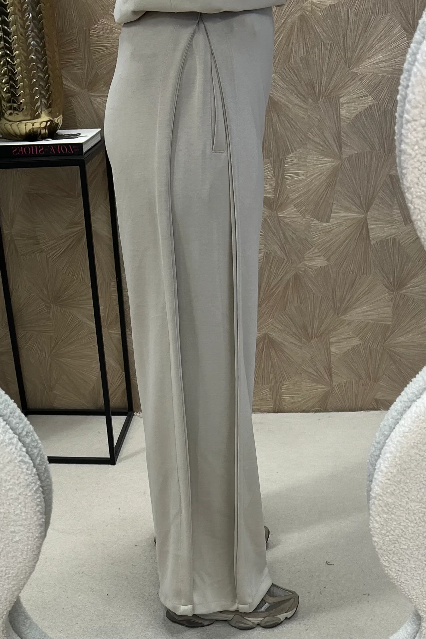 Comfy Wide Leg Jogging Pants - Taupe - Image 3