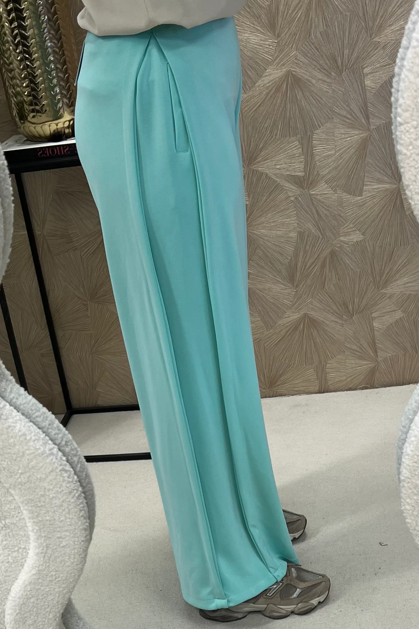 Comfy Wide Leg Jogging Pants - Turquoise - Image 2