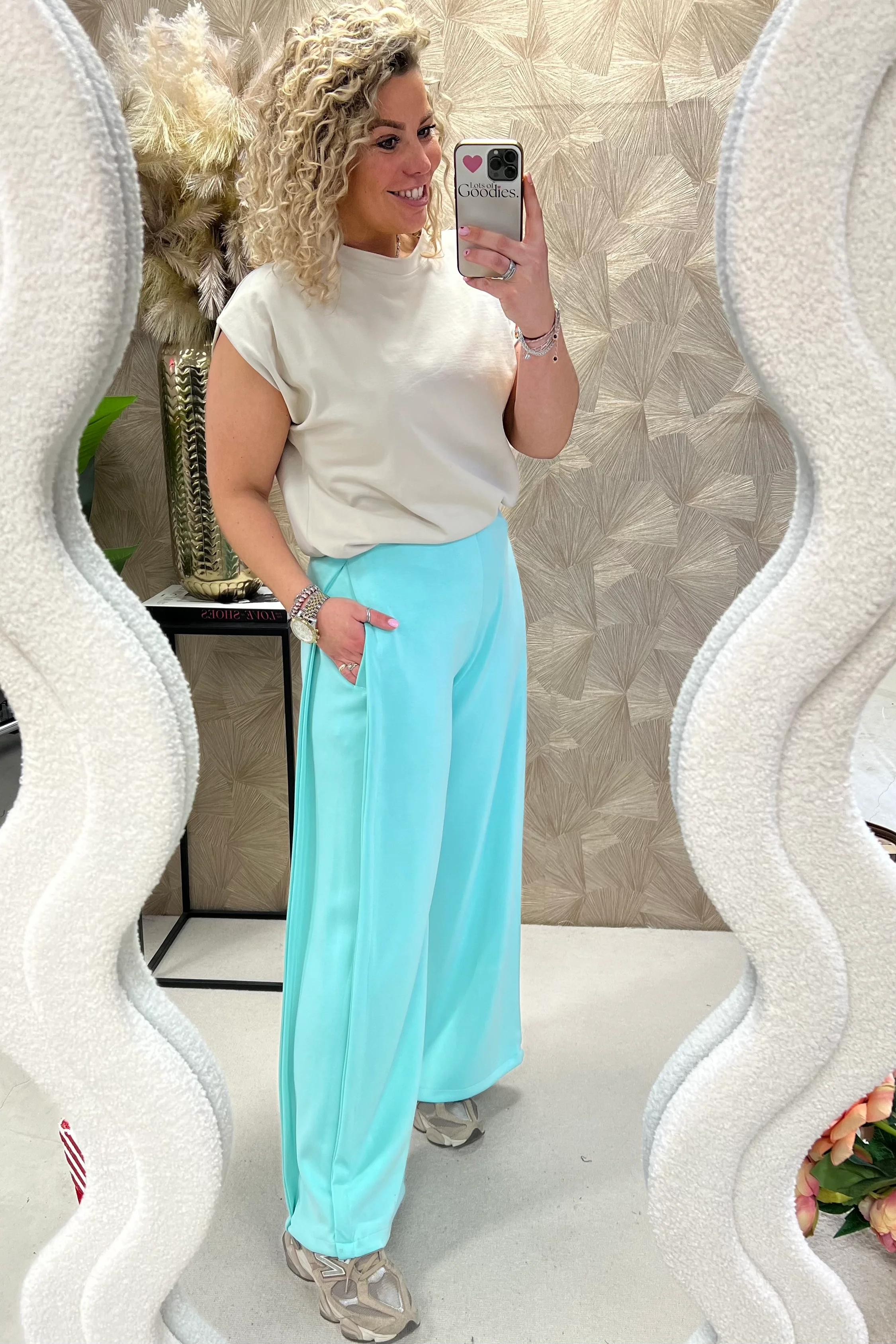 Comfy Wide Leg Jogging Pants - Turquoise - Image 4