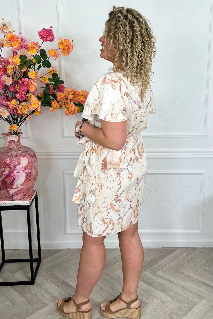 Cotton Barcelona Wrap Dress Marble - Beige - Image 5
