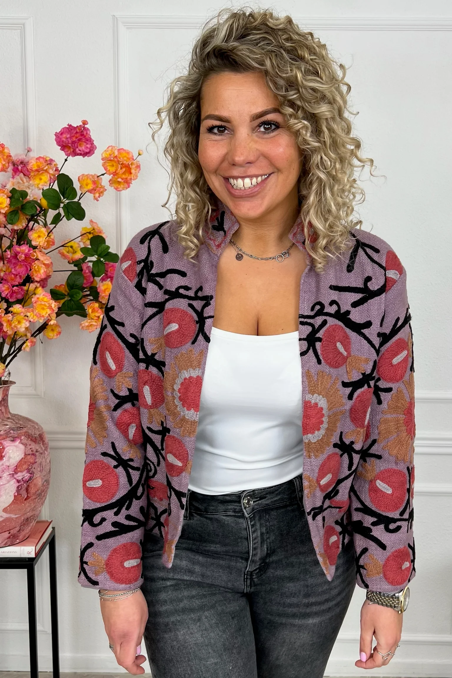 Cotton Circle Flower Jacket - Purple - Image 2
