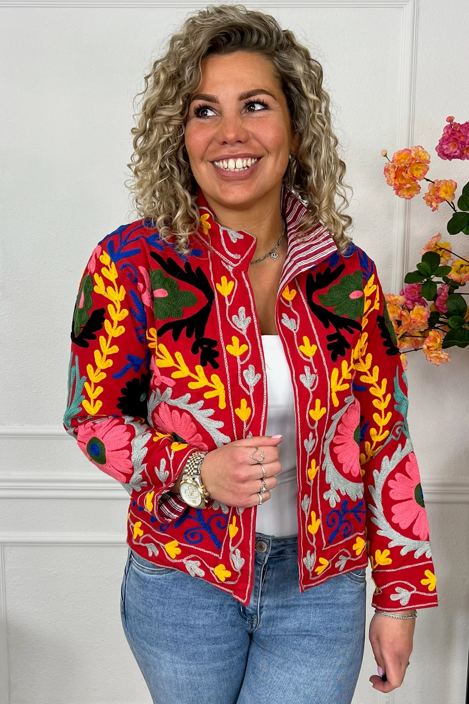 Cotton Circle Jacket - Red - Image 2