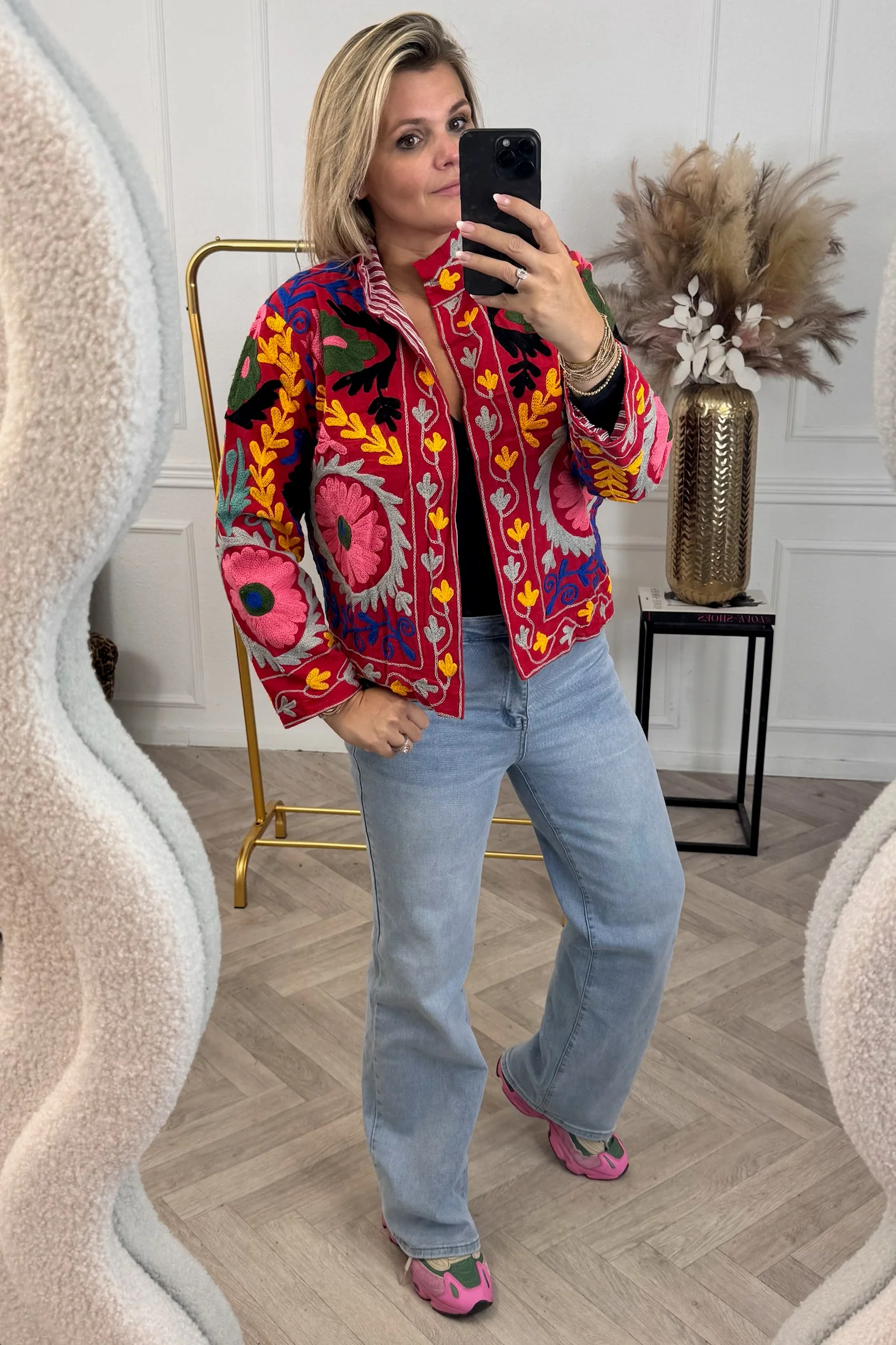 Cotton Circle Jacket - Red - Image 4