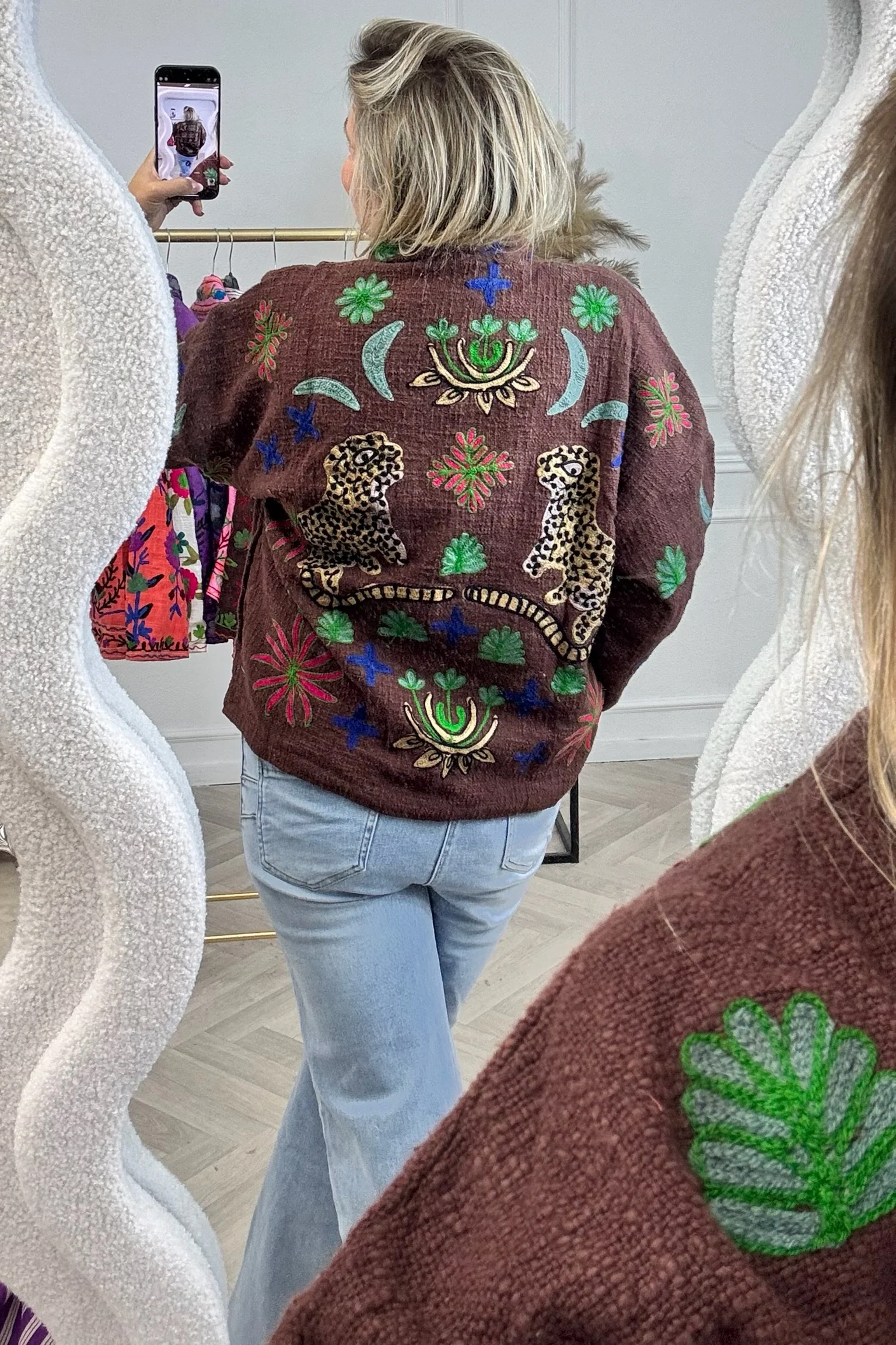 Cotton Flower Jacket - Brown - Image 2