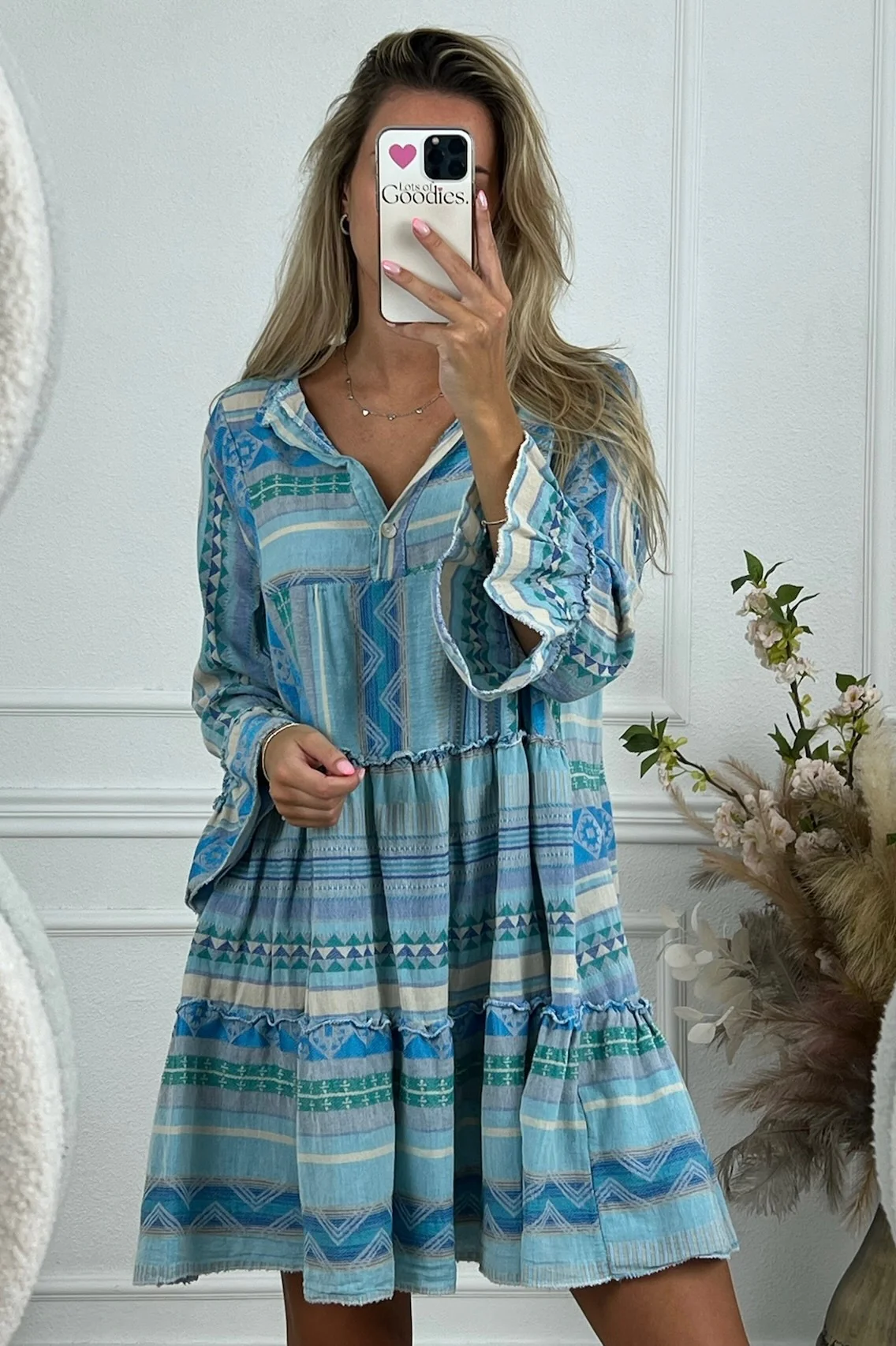 Cotton Kreta Dress - Blue - Image 2