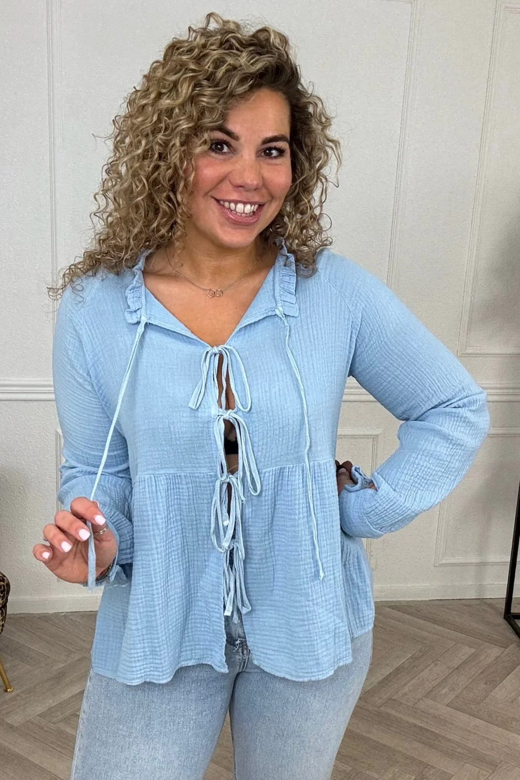 Cotton Strik Top - Light Blue - Image 2