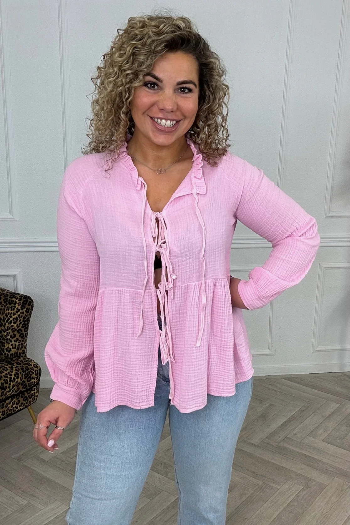 Cotton Strik Top - Pink