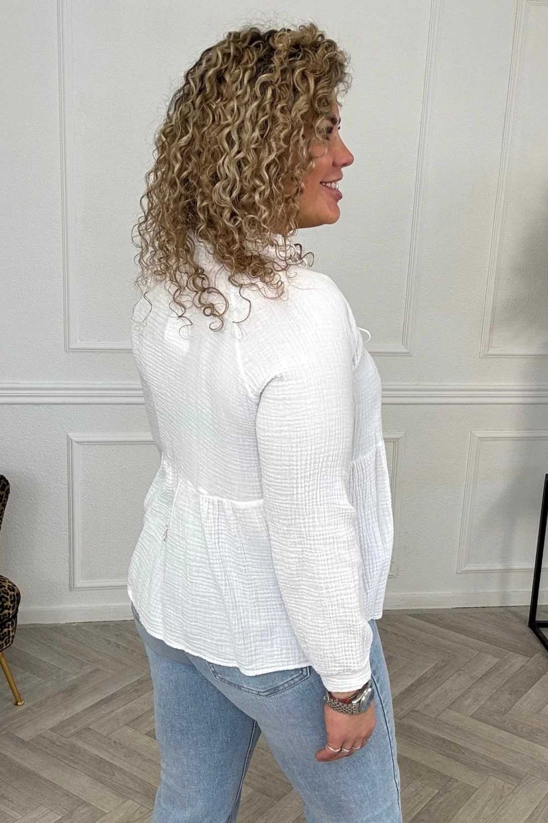 Cotton Strik Top - White - Image 2