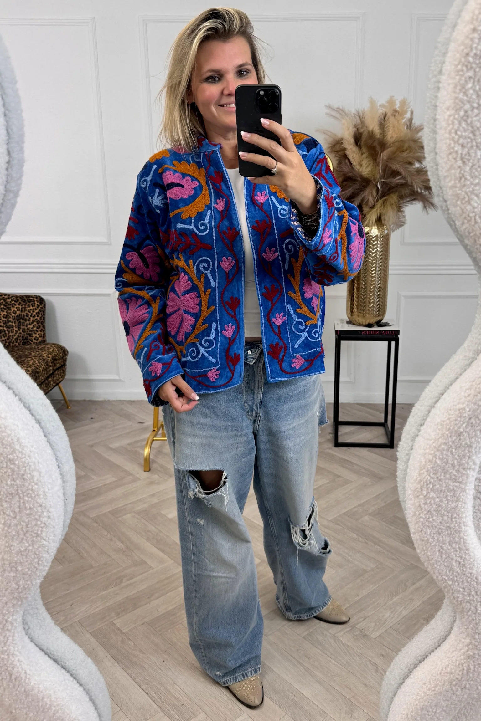 Cotton Velvet Chakri Jacket - Blue
