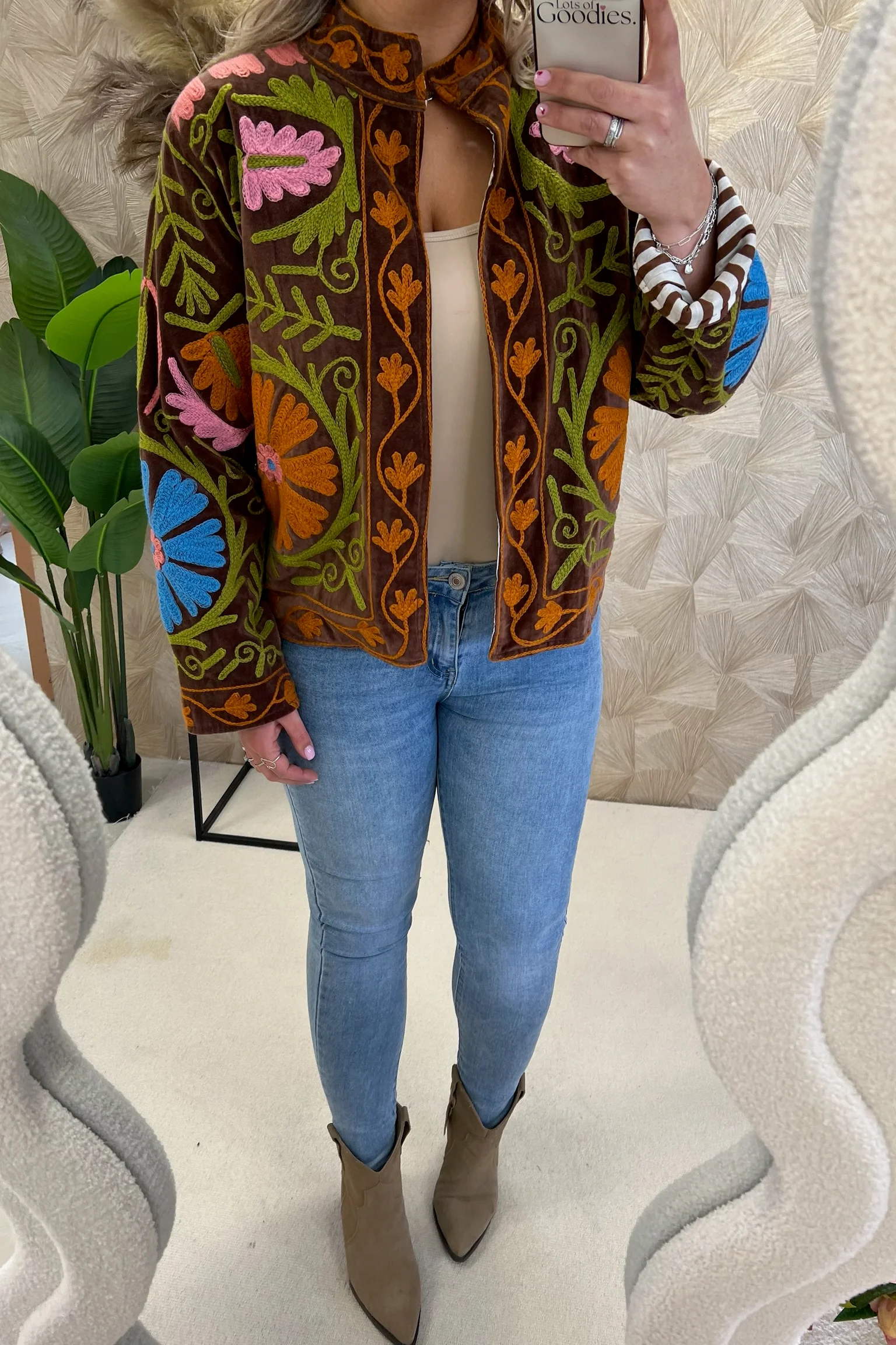 Cotton Velvet Chakri Jacket - Brown - Image 3
