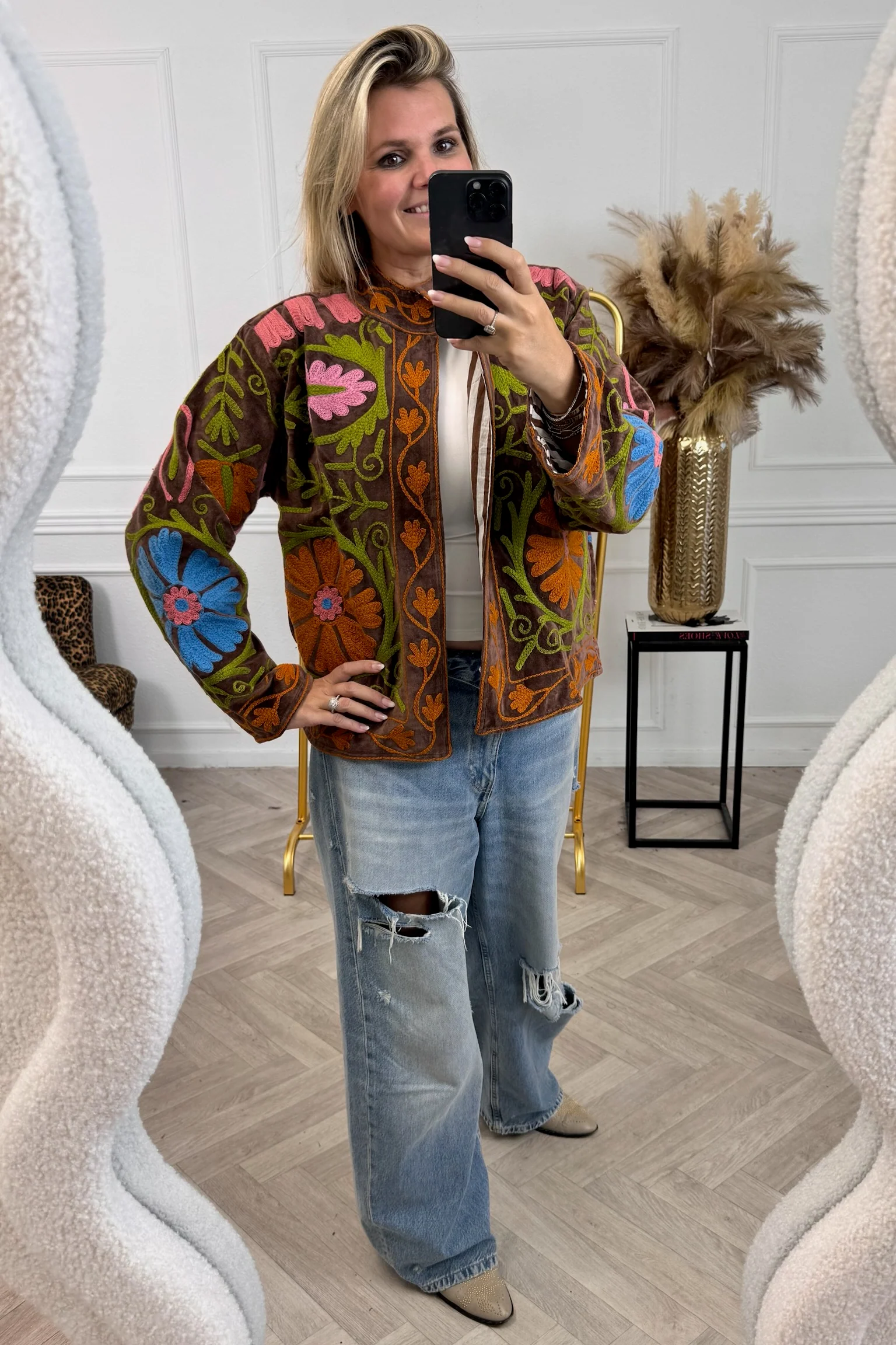 Cotton Velvet Chakri Jacket - Brown - Image 5