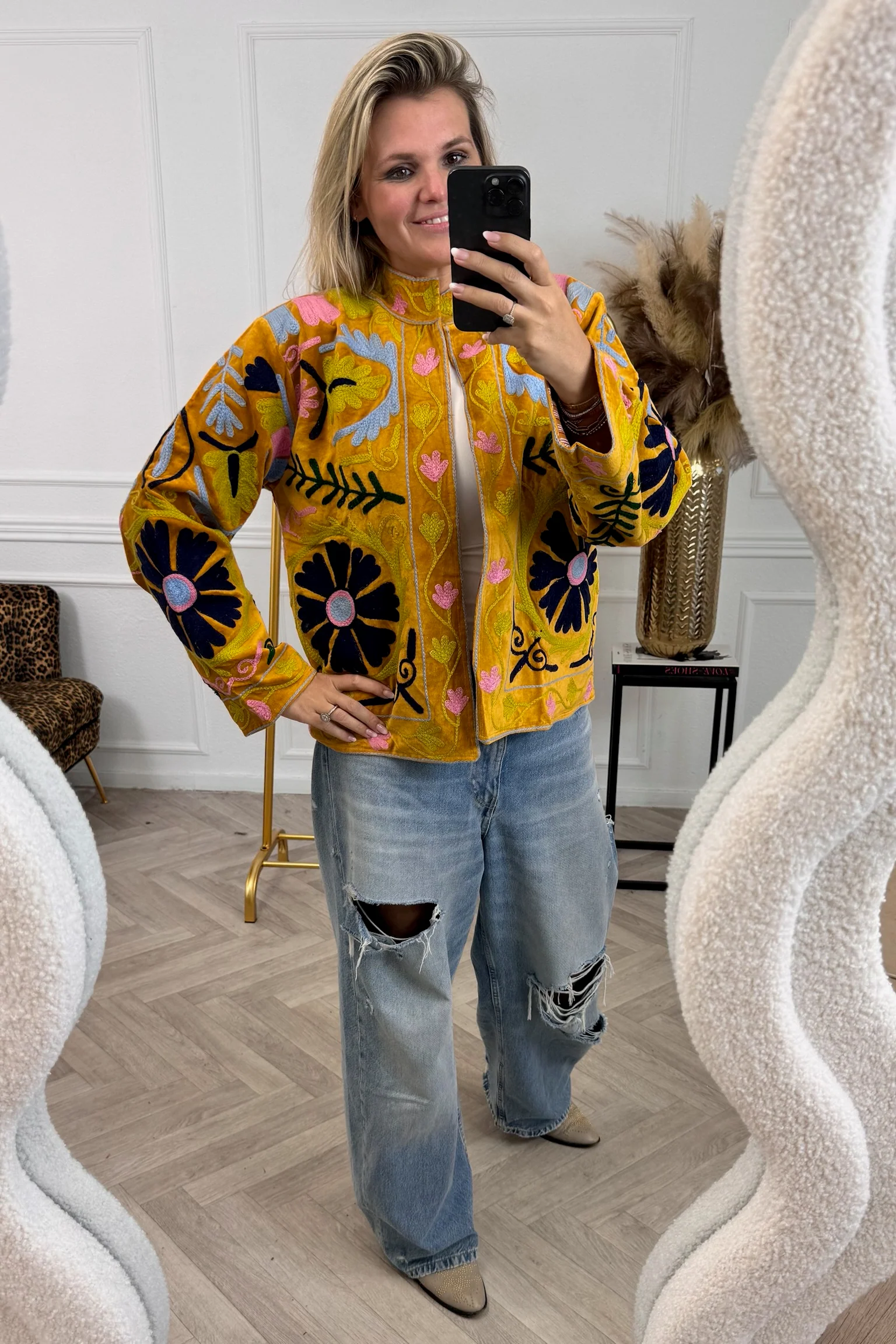Cotton Velvet Chakri Jacket - Yellow