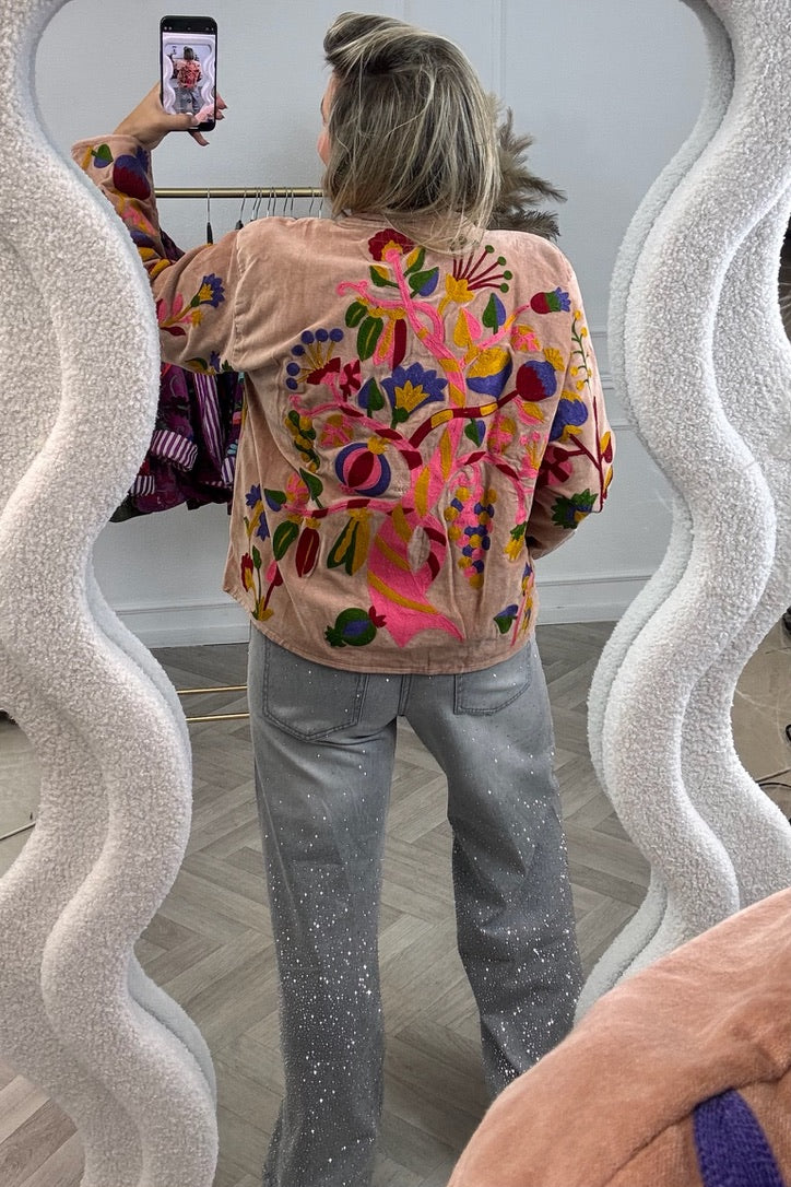 Cotton Velvet Forest Jacket - Blush - Image 2