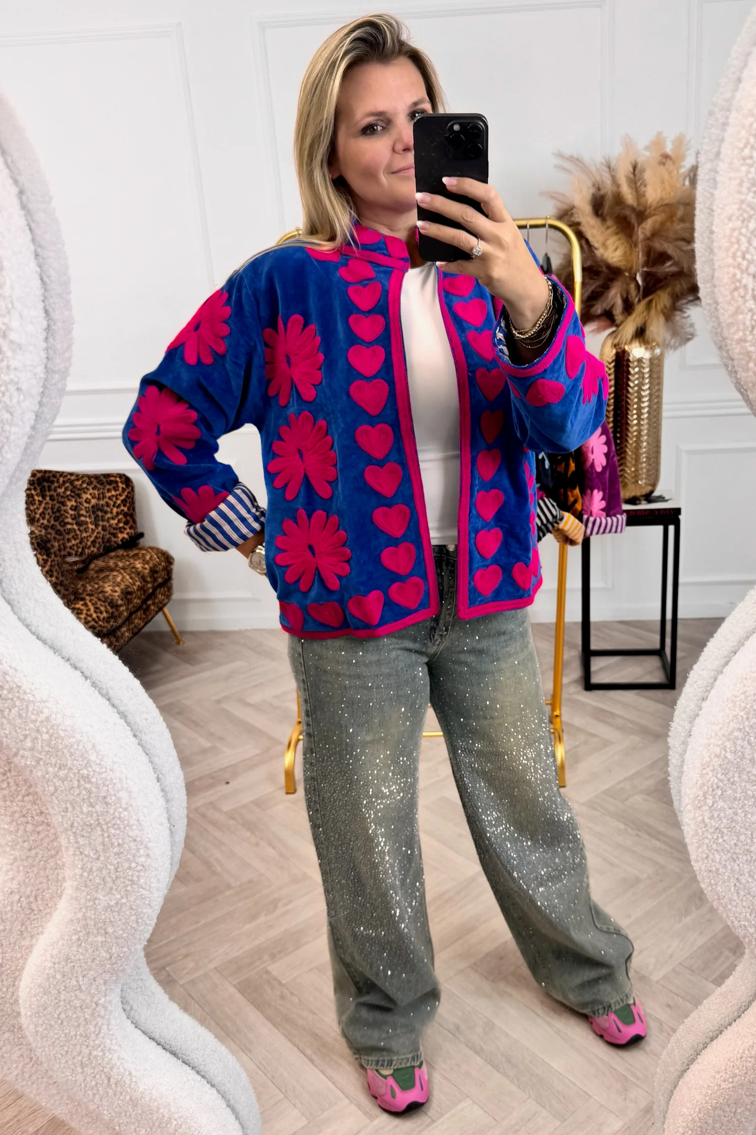Cotton Velvet Heart Jacket - Kobalt
