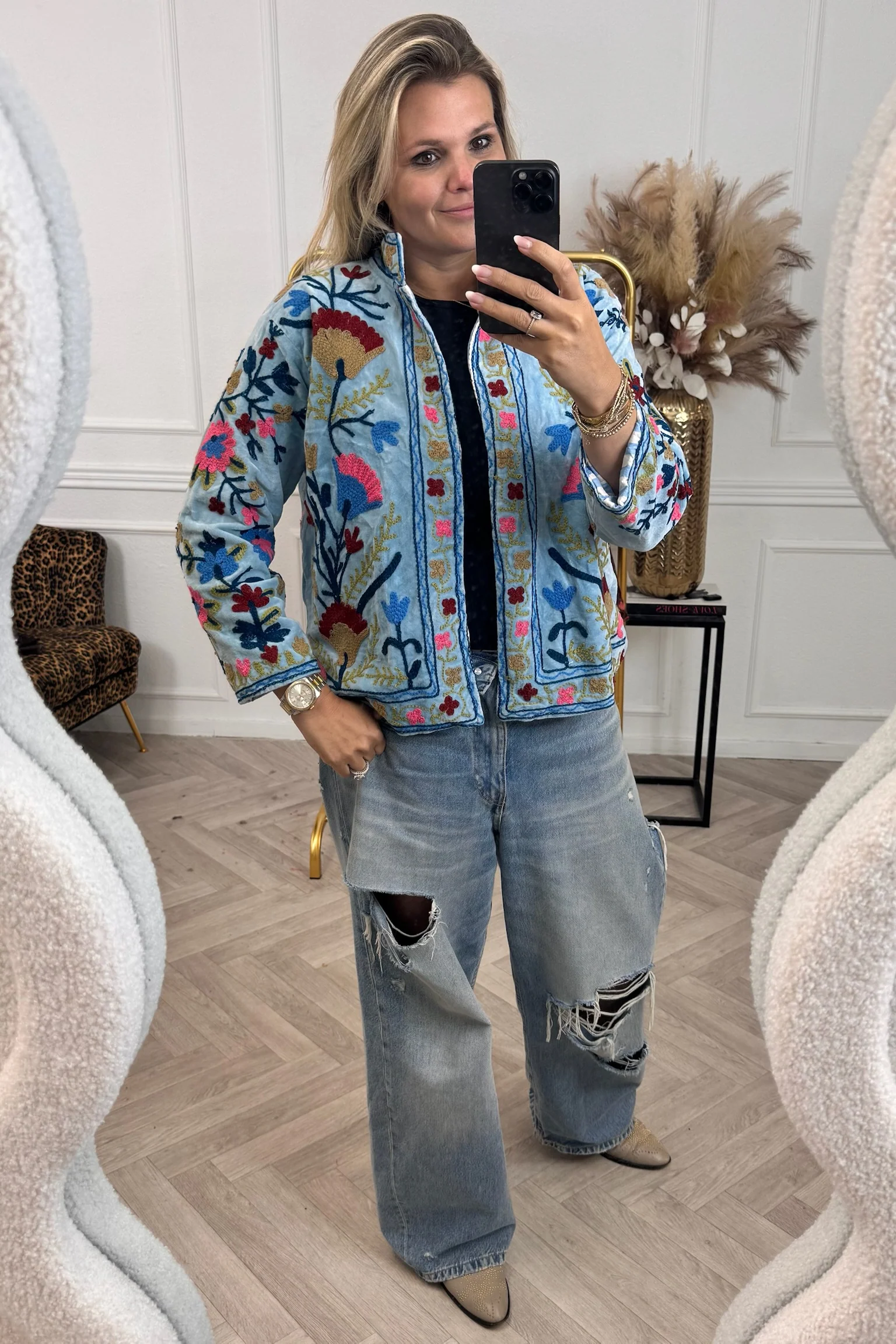 Cotton Velvet Lily Jacket - Light Blue
