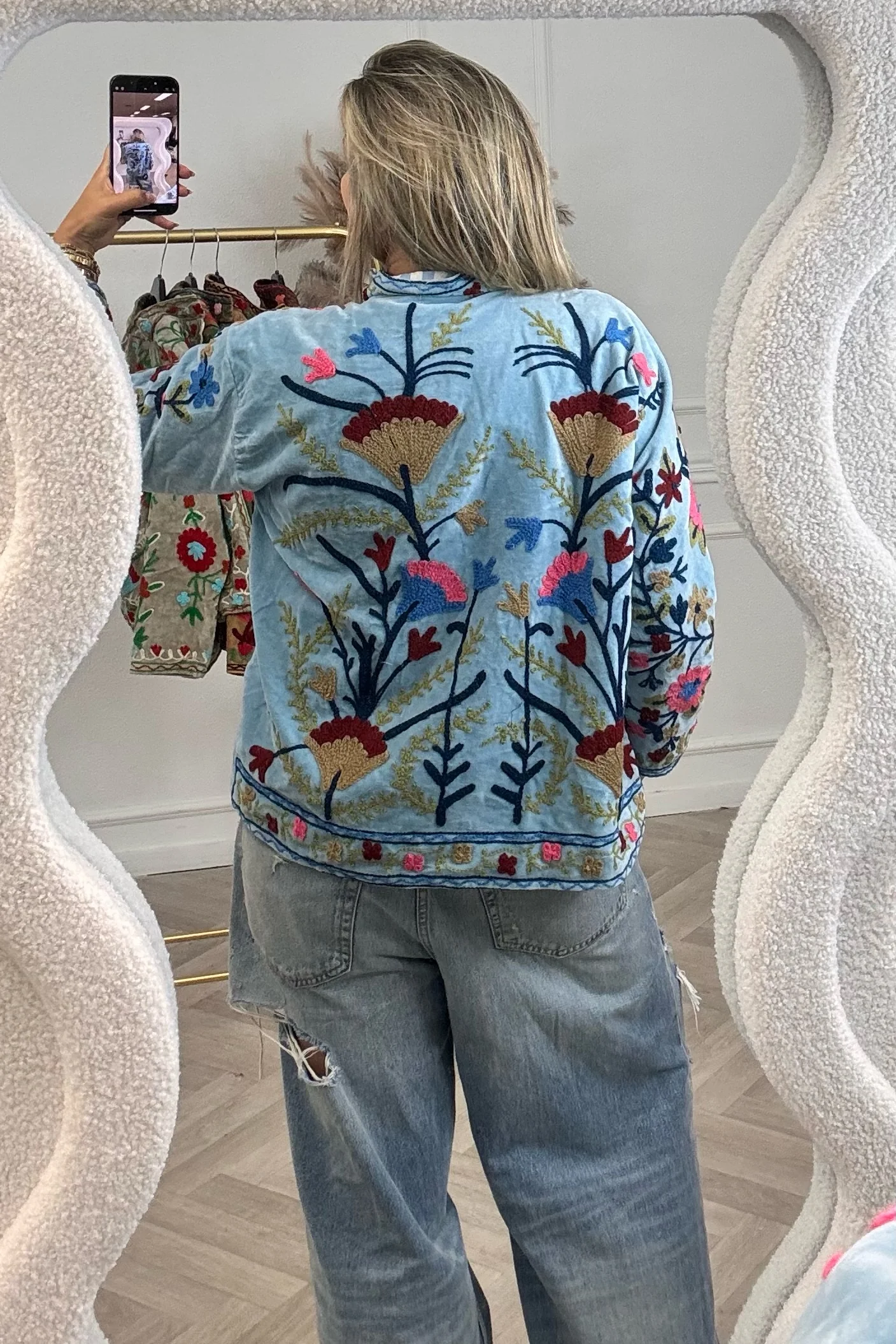 Cotton Velvet Lily Jacket - Light Blue - Image 2