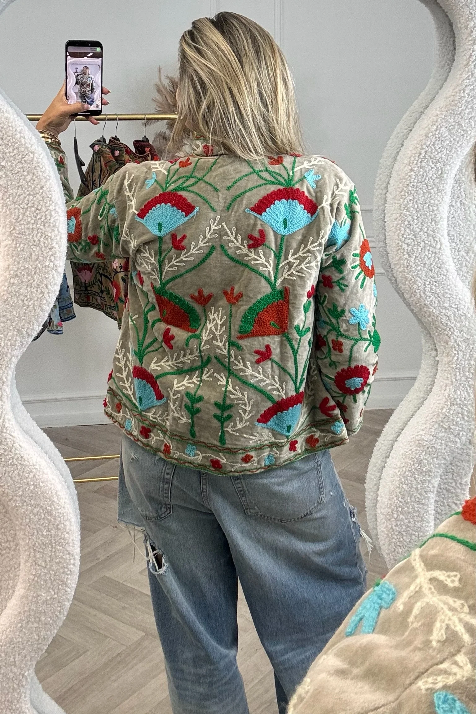 Cotton Velvet Lily Jacket - Light Grey - Image 2