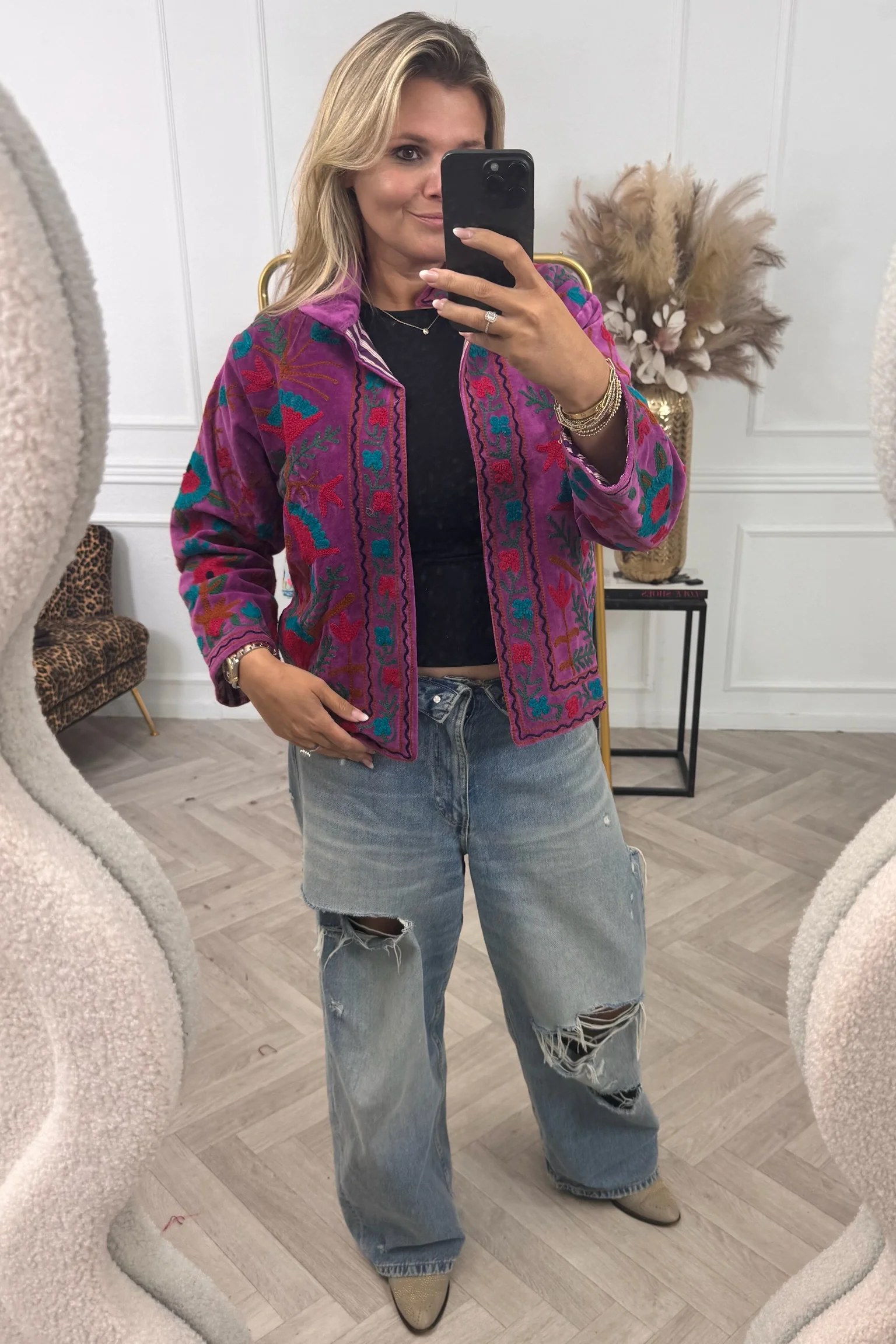 Cotton Velvet Lily Jacket - Purple