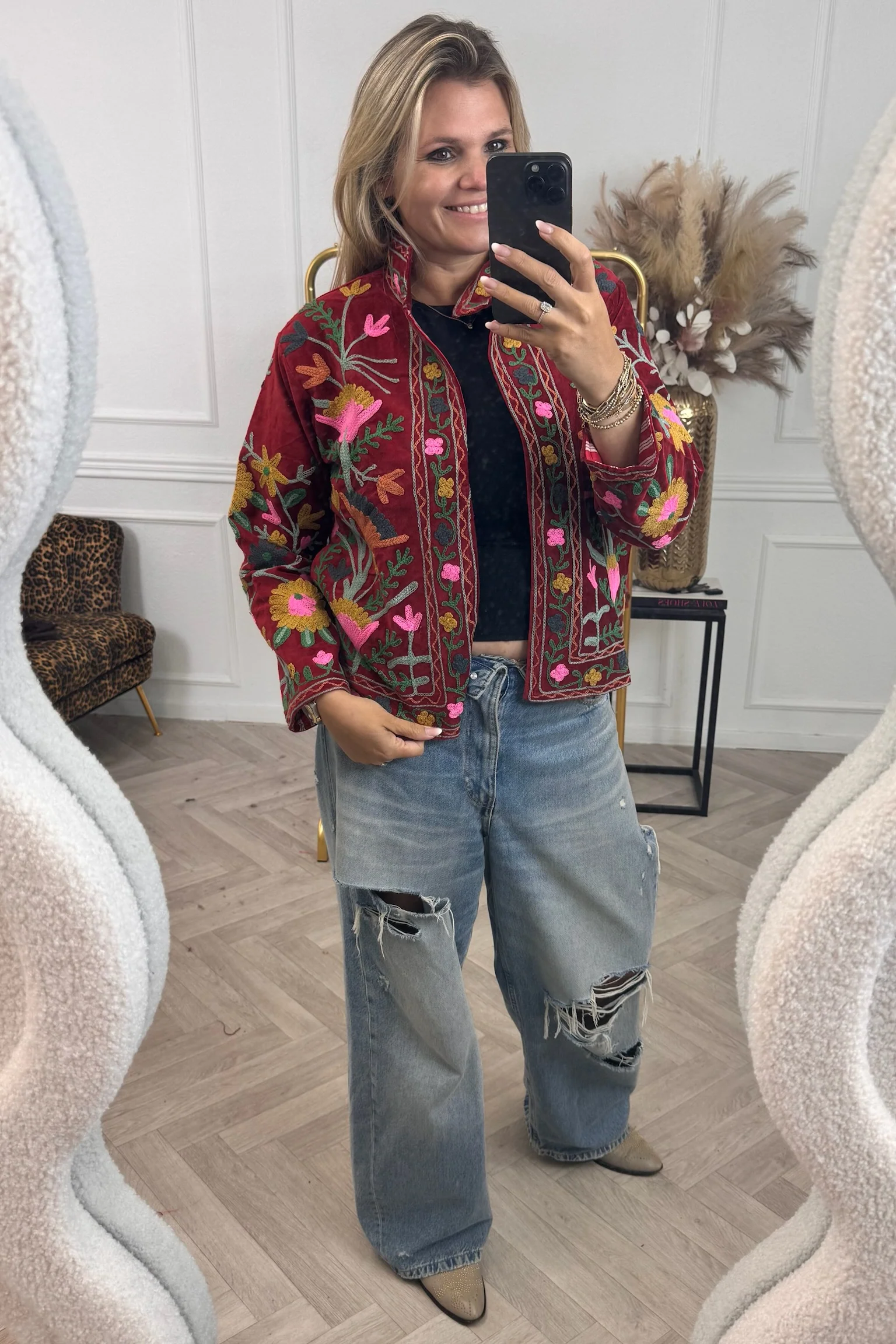 Cotton Velvet Lily Jacket - Red