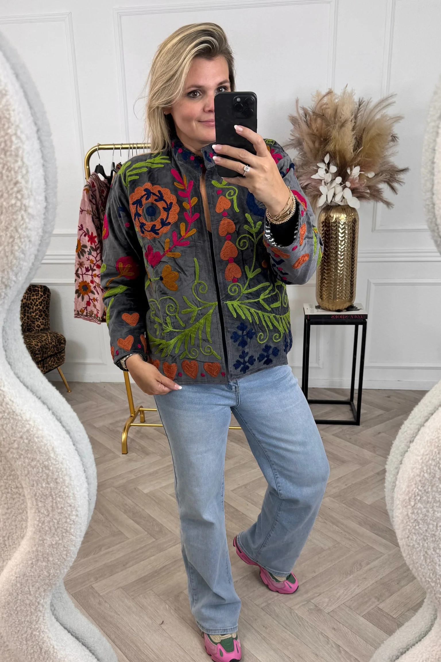 Cotton Velvet Poppy Jacket - Dark Grey