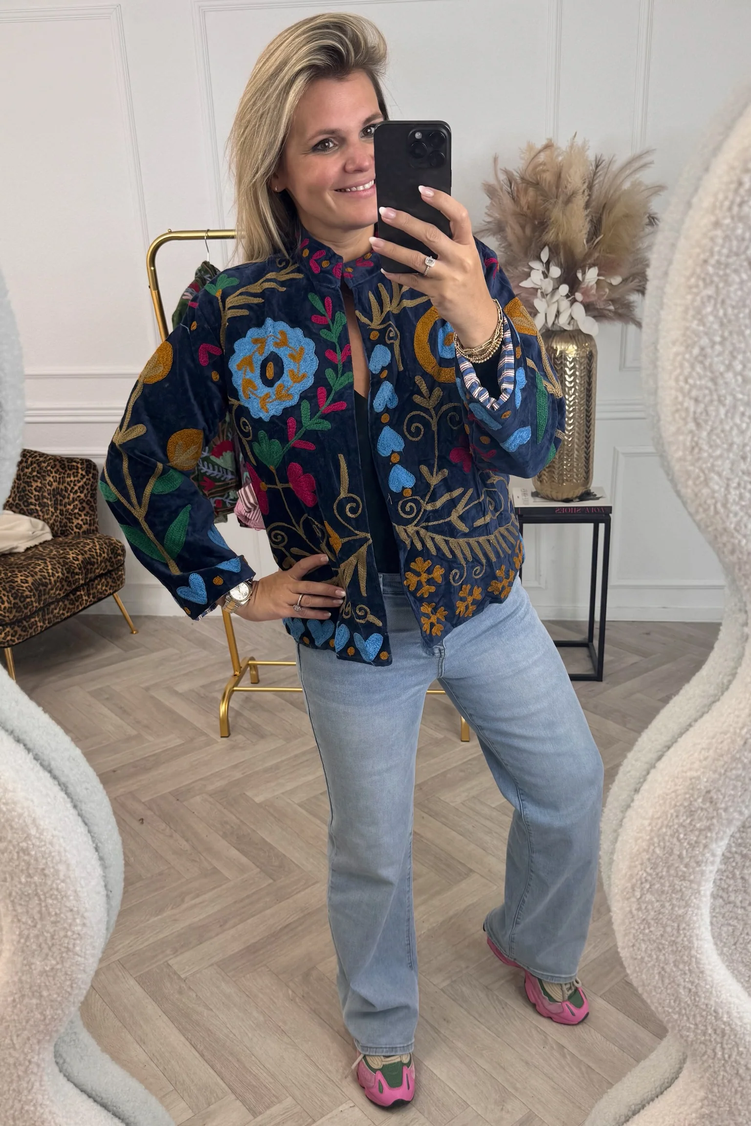 Cotton Velvet Poppy Jacket - Navy