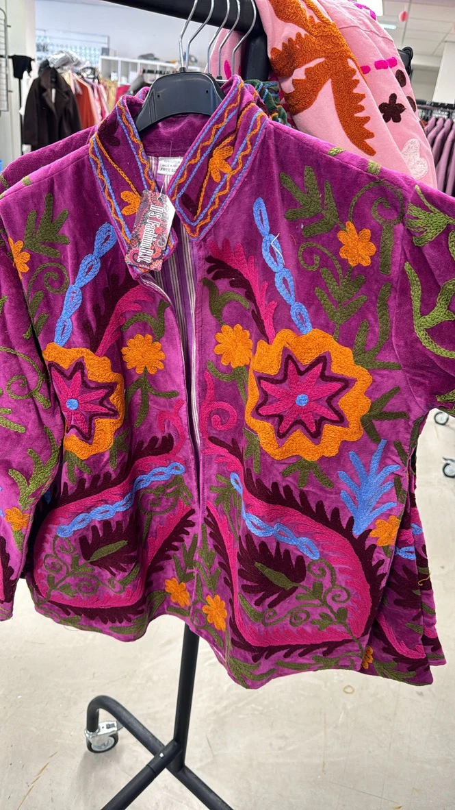 Cotton Velvet Star Flower Jacket - Purple - Image 3