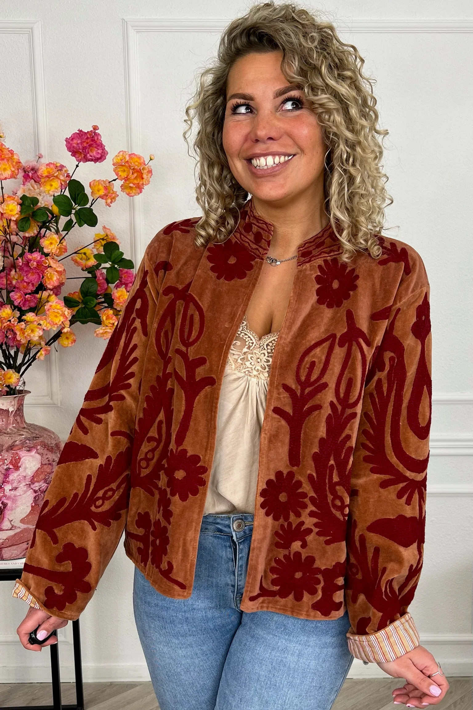 Cotton Velvet Trishul Jacket - Brown - Image 3
