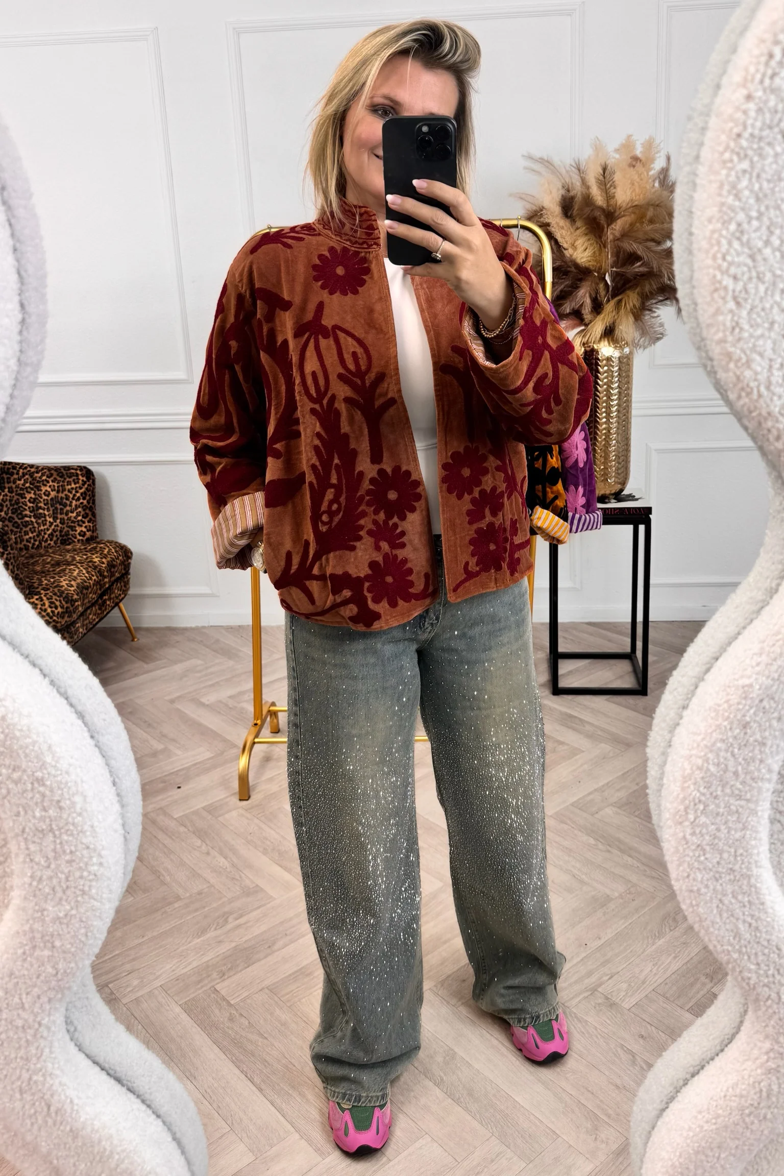 Cotton Velvet Trishul Jacket - Brown - Image 4