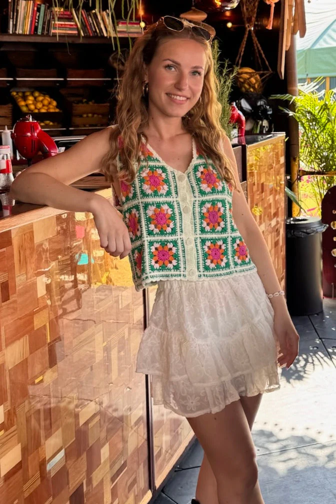 Crochet Button Top - Green