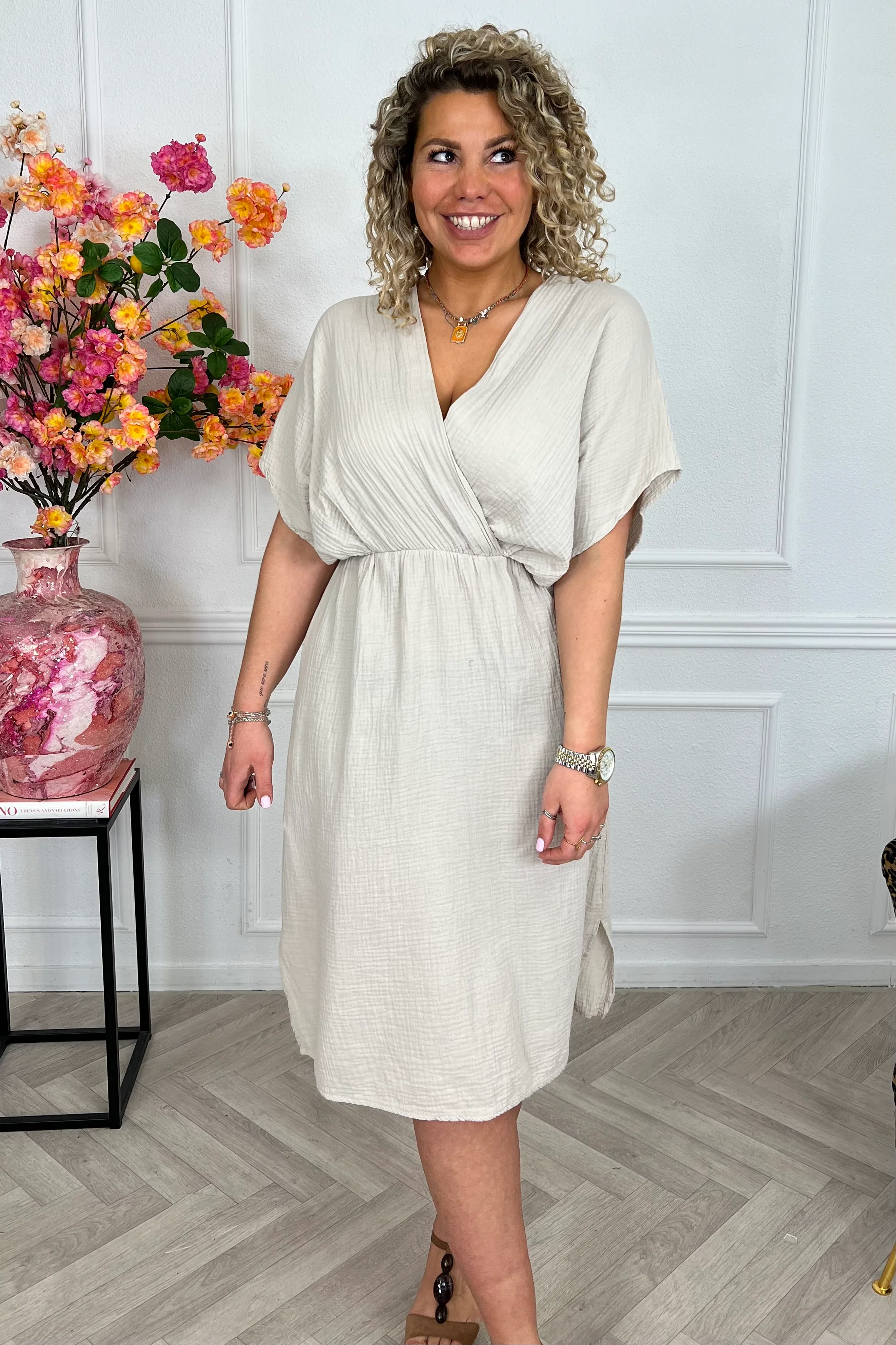 Curacao Mousseline Dress - Beige - Image 3