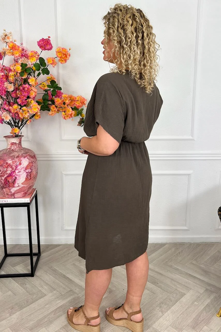 Curacao Mousseline Dress - Brown - Image 2