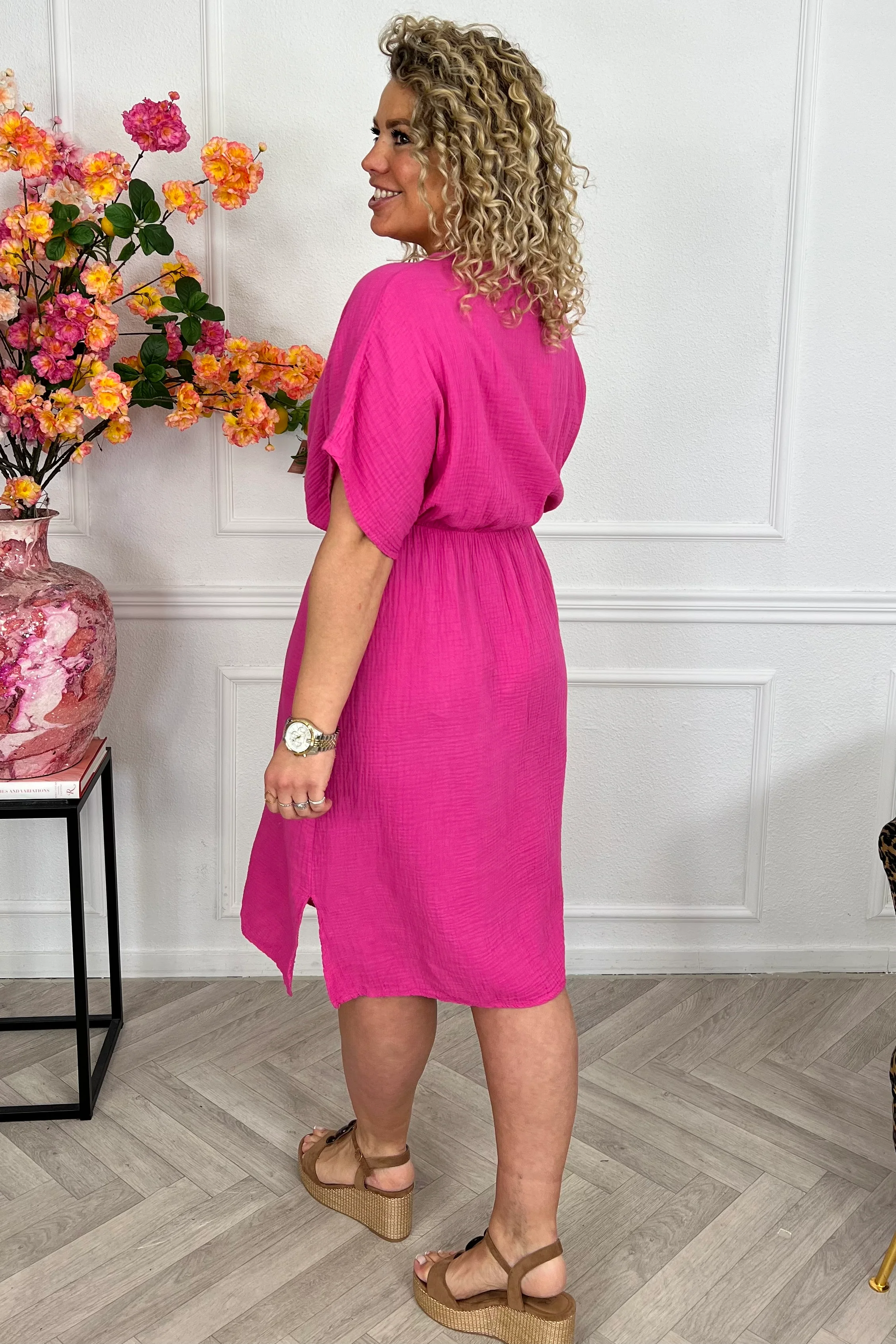 Curacao Mousseline Dress - Fuchsia - Image 2