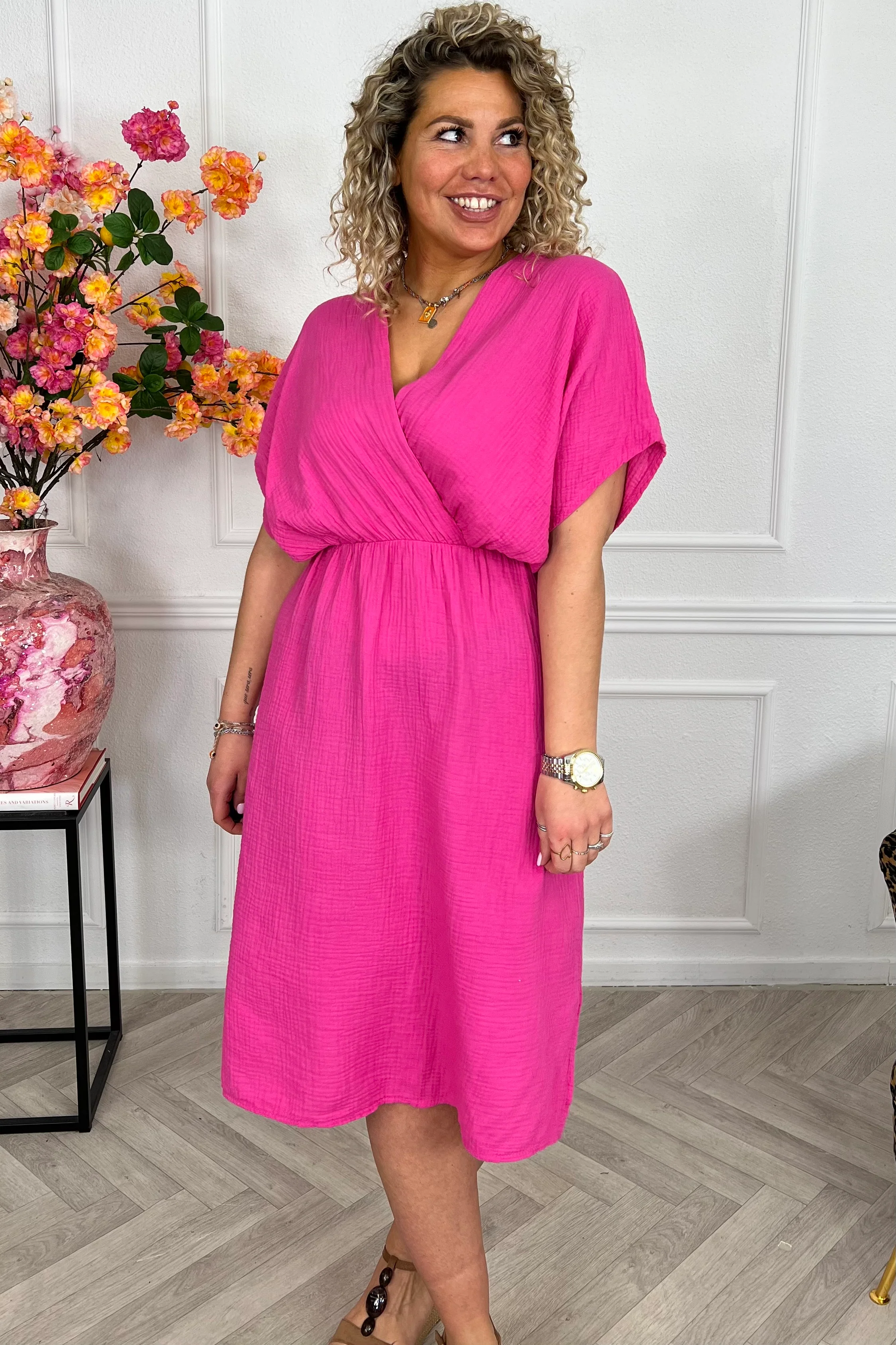 Curacao Mousseline Dress - Fuchsia - Image 6