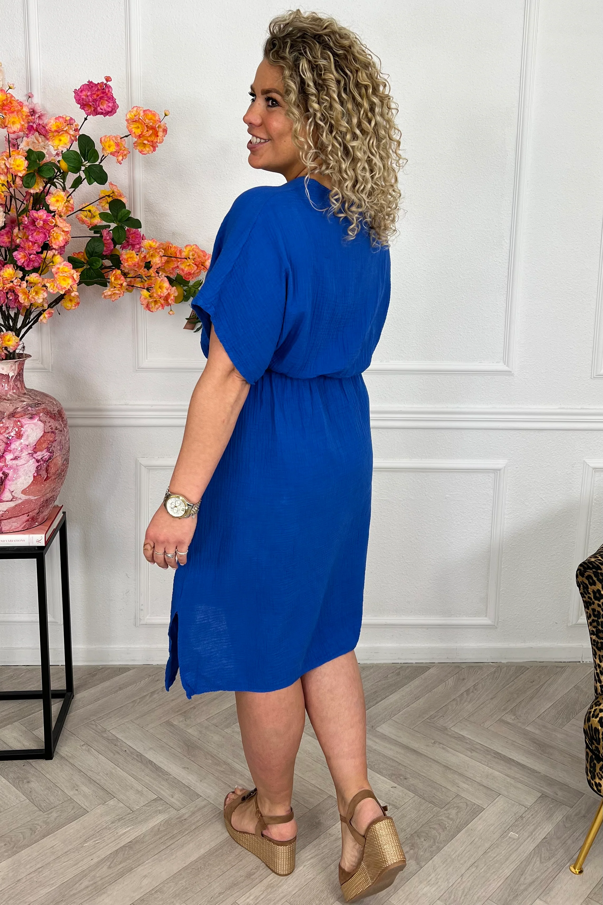 Curacao Mousseline Dress - Royal Blue - Image 2