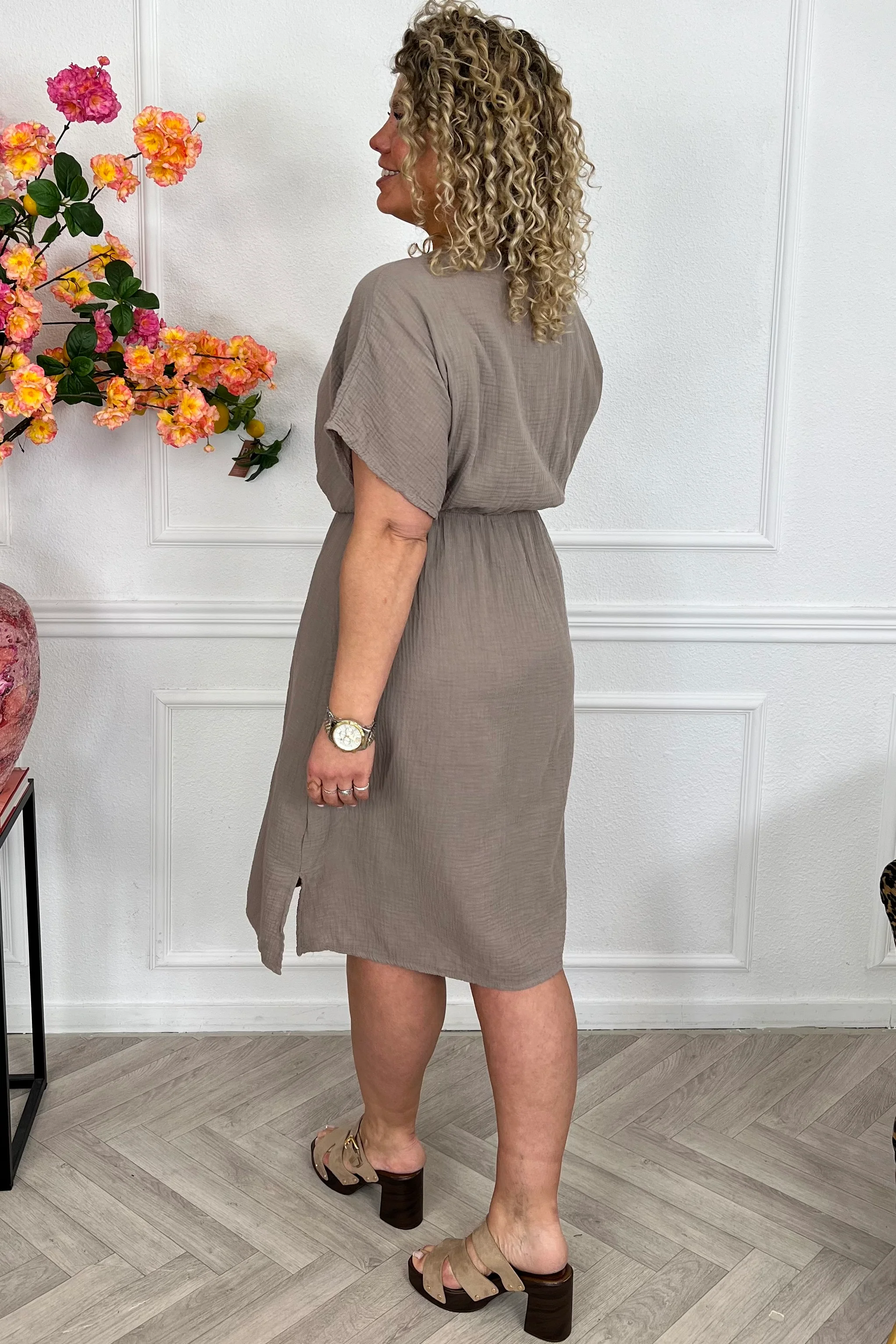 Curacao Mousseline Dress - Taupe - Image 2