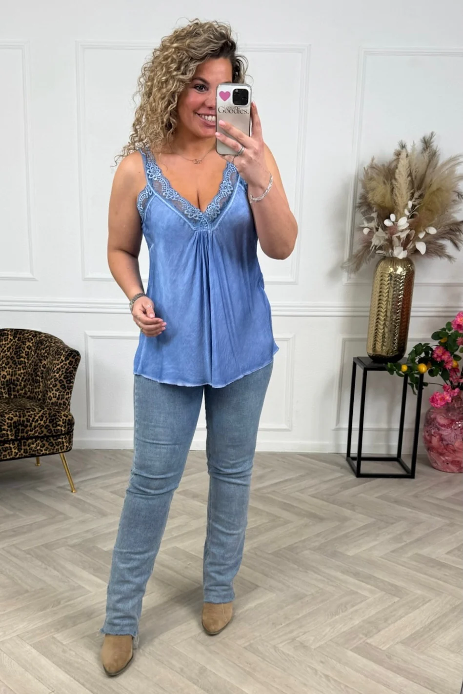 Curvy Bibi Lace Top - Blue