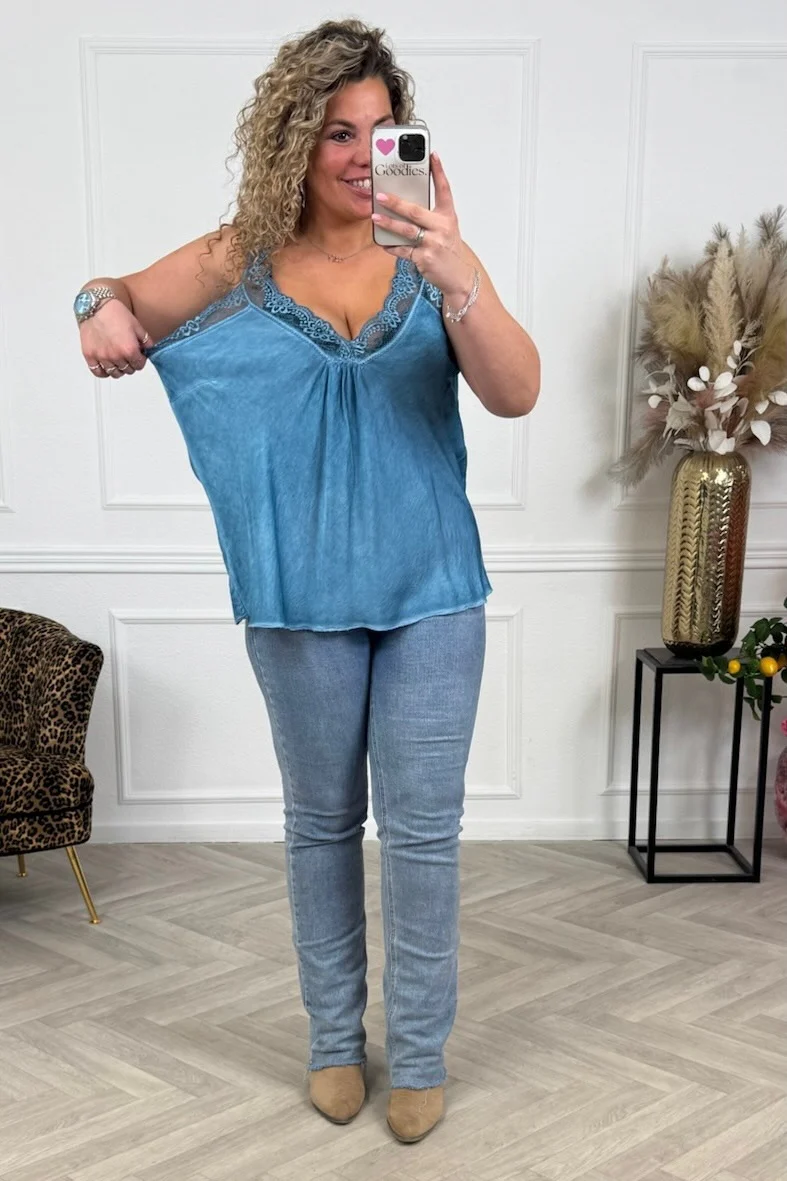 Curvy Bibi Lace Top - Seagreen - Image 3