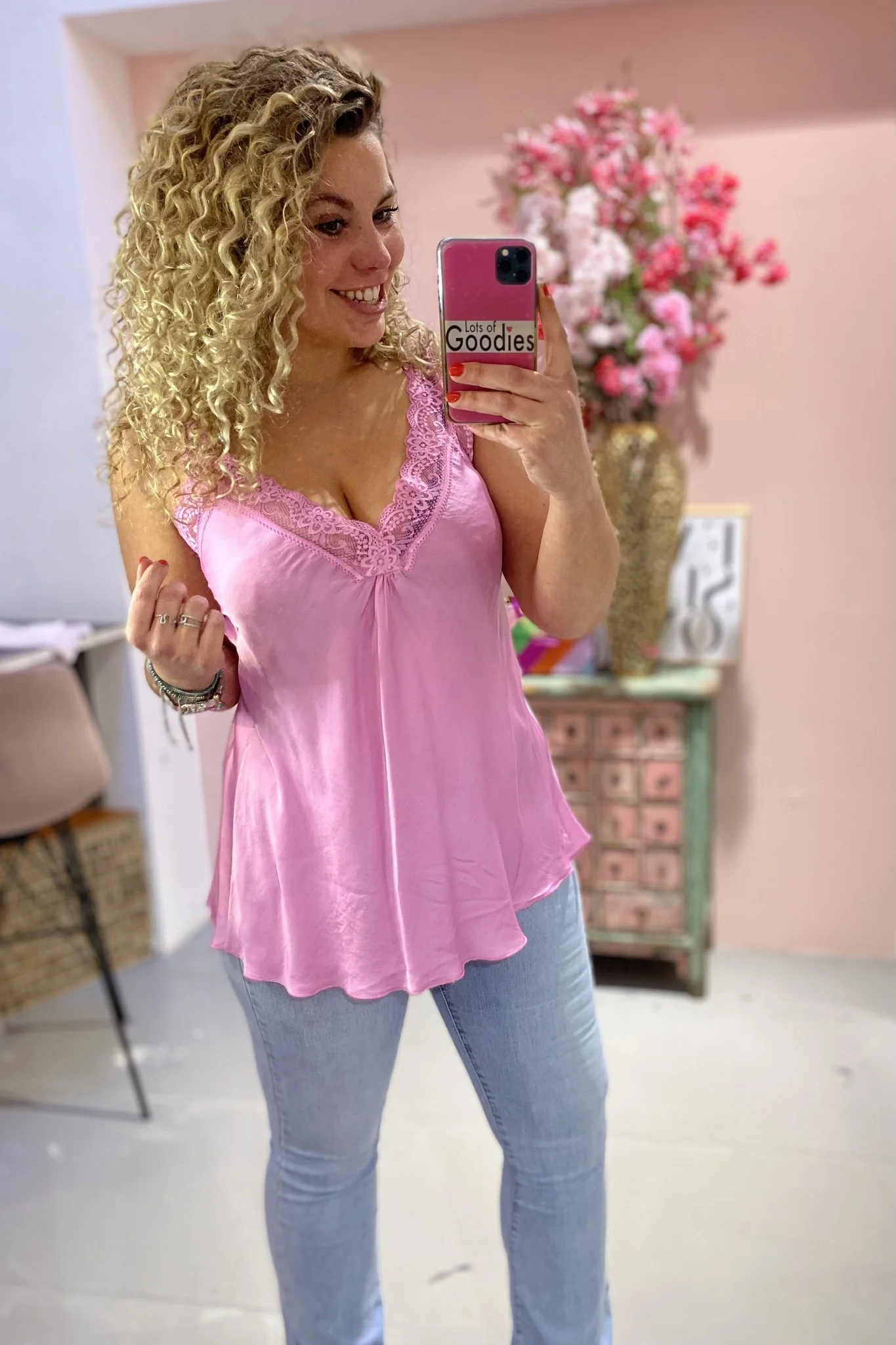 Curvy Bibi Lace Top - Sugar pink - Image 2