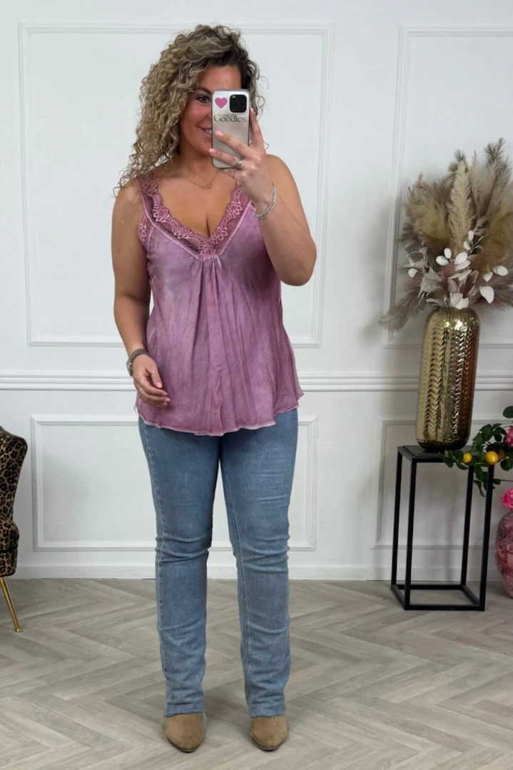 Curvy Bibi Lace Top - Old Pink