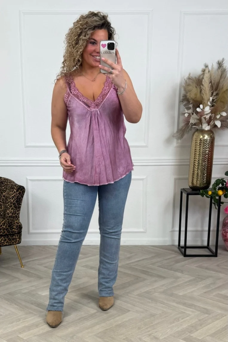 Curvy Bibi Lace Top - Old Pink - Image 2